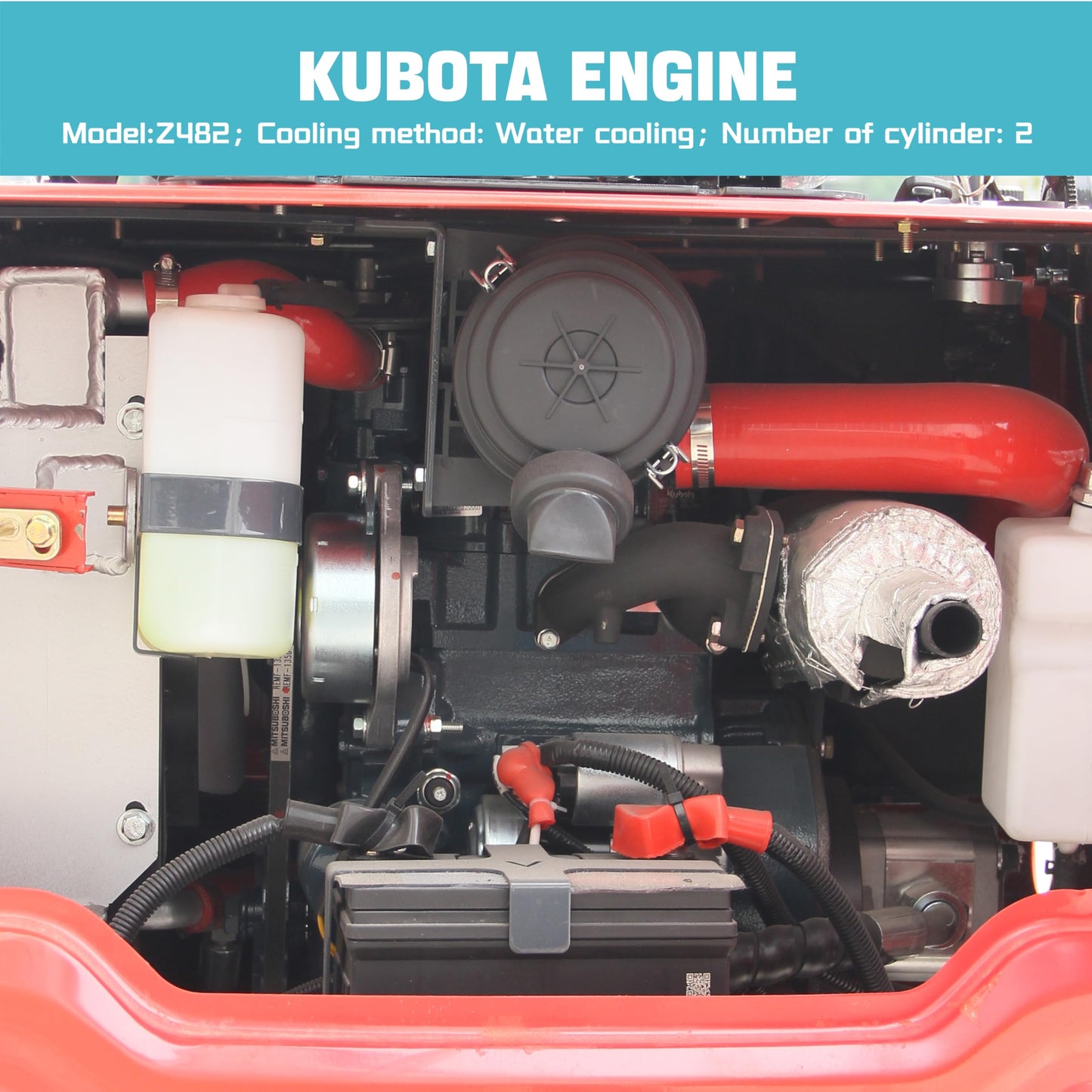 DS-16, 1.4 Tons KubotaDiesel Mini Excavator, w/Pilot System, Full Hydraulic System, Water Cooling, Hydraulic Thumb Clamp, Bucket, Palletfork,Work for Any Occasions, US in Stock red (red2)