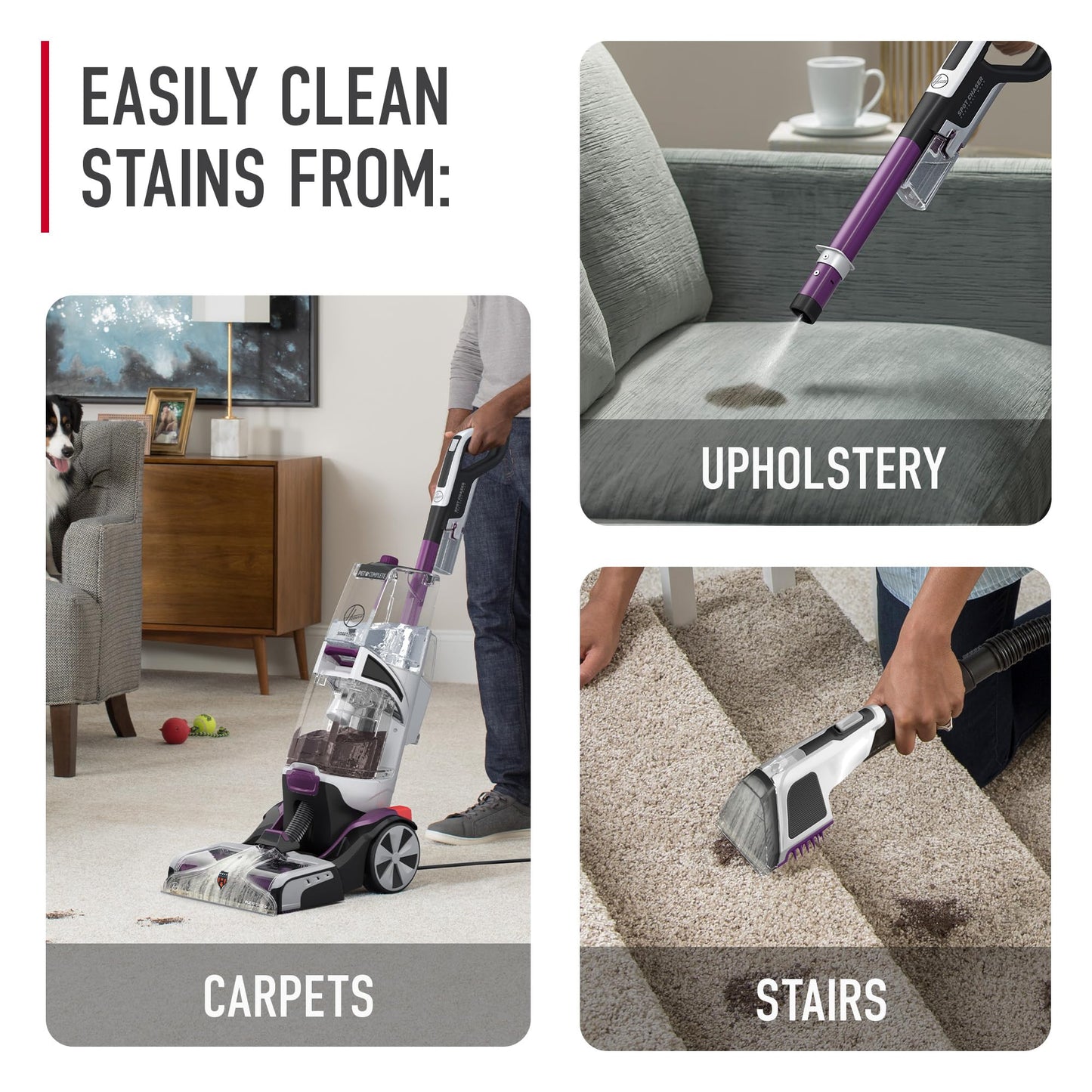 Hoover SmartWash Pet Automatic Carpet Cleaner Machine with Spot Chaser Wand, Deep Cleaning Carpet Shampooer Machine, Pair with a Hoover Cleaner Solution for a Bright, Refreshed Home