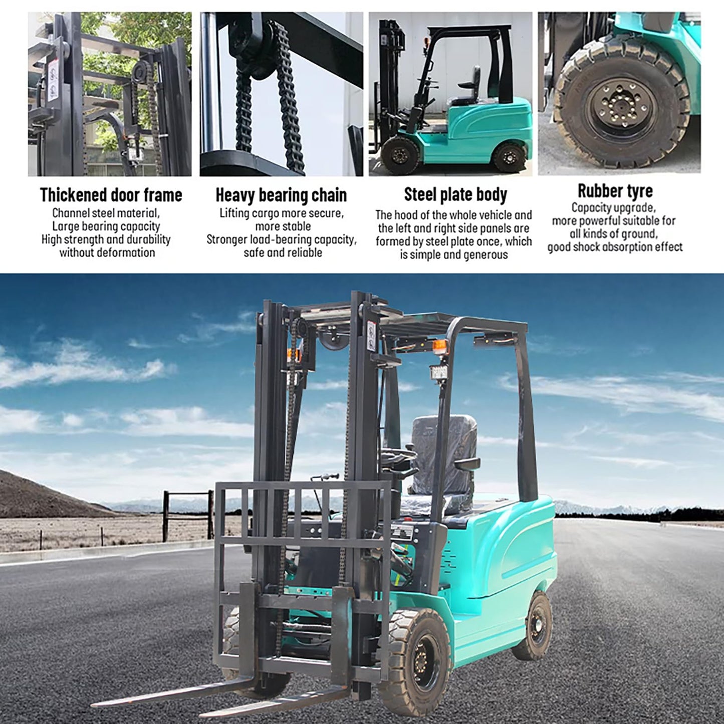 ATTACHXPRO 4-Wheel Electric Forklift Pallet Stacker 2 Ton/4000lbs Capacity Lead-Acid Battery Powered Heavy-Duty Industrial Material Handler for Warehouse Factory Logistics Operations in USA Stock