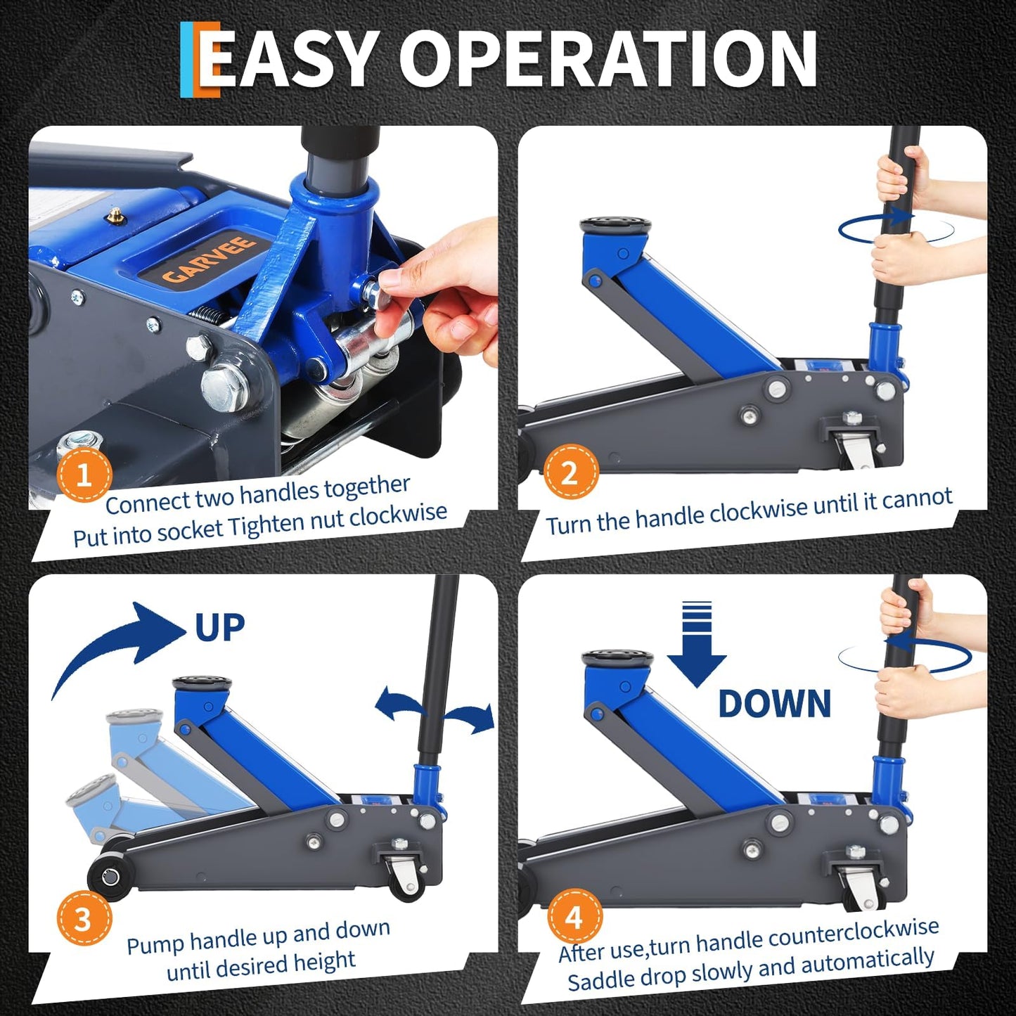 Patikuin 3 Ton Heavy Duty Low Profile Hydraulic Racing Floor Jack - Dual Piston Quick Lift Pump - Robust Aluminum & Steel Build - 2.95–15.35 Inch Lifting Range for Car, SUV, Truck, Garage - Blue +