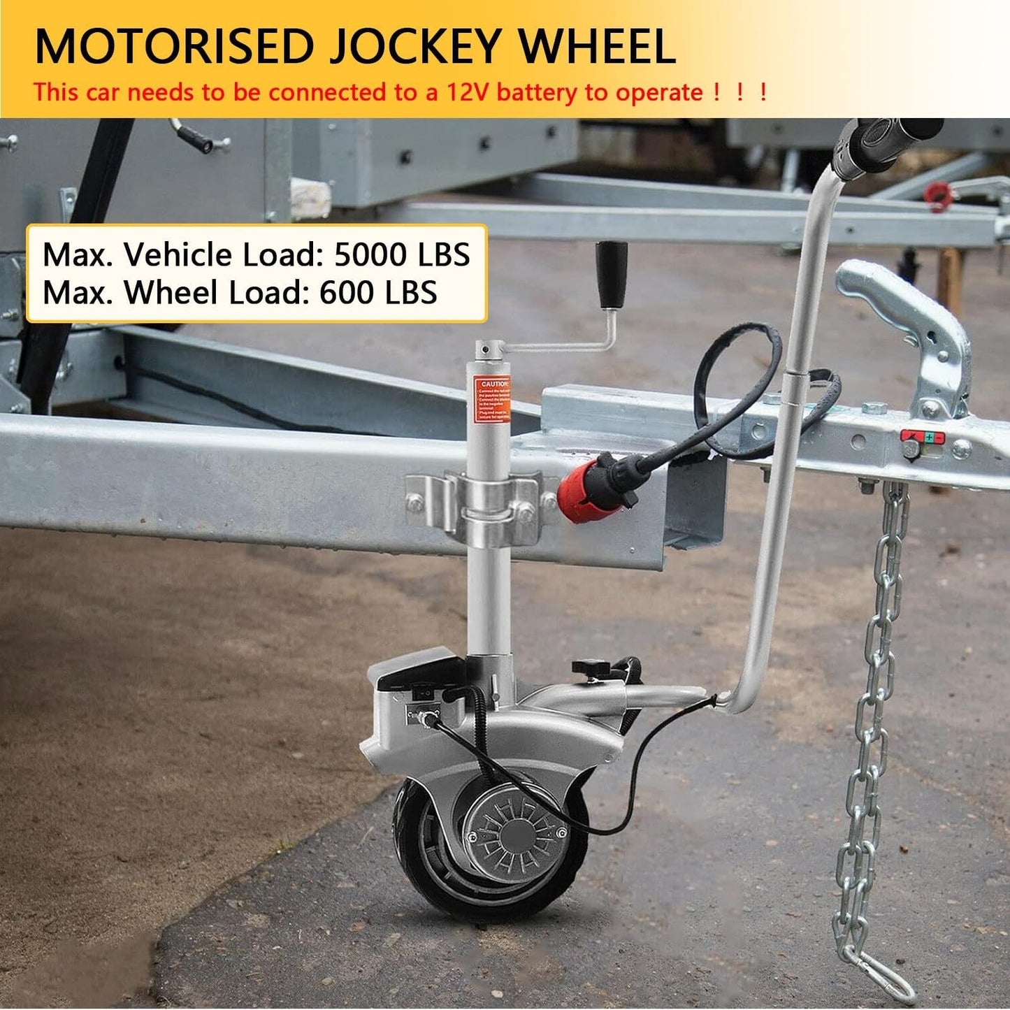 NYTFHMS Heavy Duty Marine Swivel Trailer Jack - Electric Trailer Dolly, Max Load 5000Lbs, Trailer Mover Motorized 12V/350W Trailer Jack, Power Mover Maneuver Trailer B,5000lbs