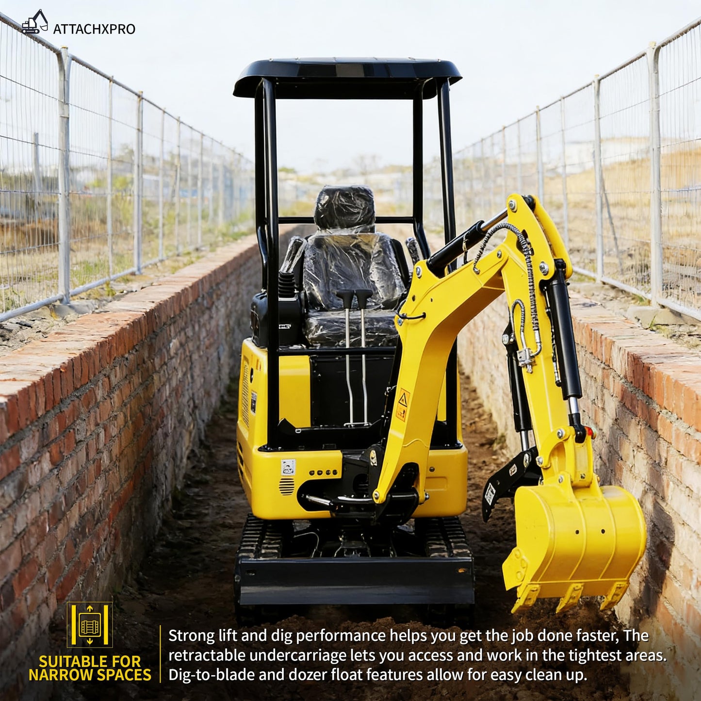 DS-R327, 1.8 Ton KubotaEngine Diesel Mini Excavator,14HP EPA Certified, w/Pilot Controls Side Swing Boom & Crawler Extension, w/12 Months Parts Replacement, Delivery & Unloading Services (2 Yellow)