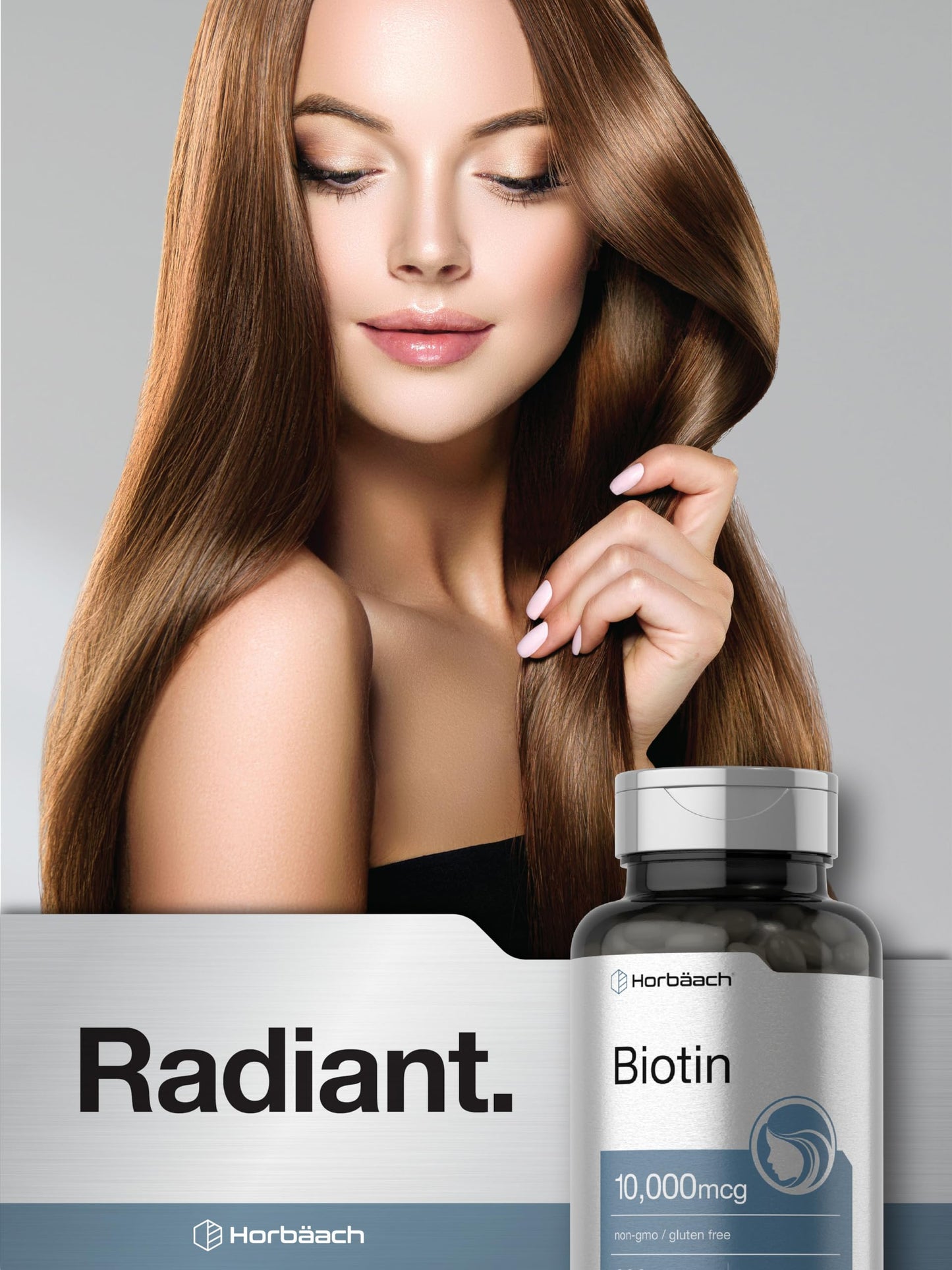 Horbaach Biotin 10000 mcg | 200 Softgels with Vitamin B7 | Beauty Formula Supplement | Non-GMO & Gluten Free