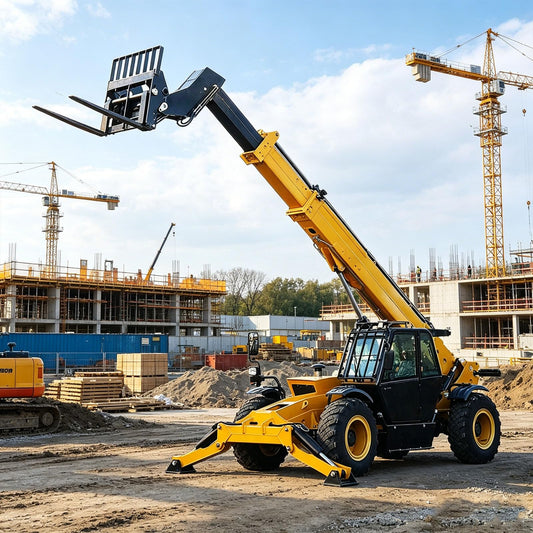 Hydraulic Telescopic Handler Forklift – Self-Propelled Heavy-Duty Aerial Work Platform with High-Reach Extendable Boom for Construction, Roofing, Industrial Maintenance & Facility Repairs