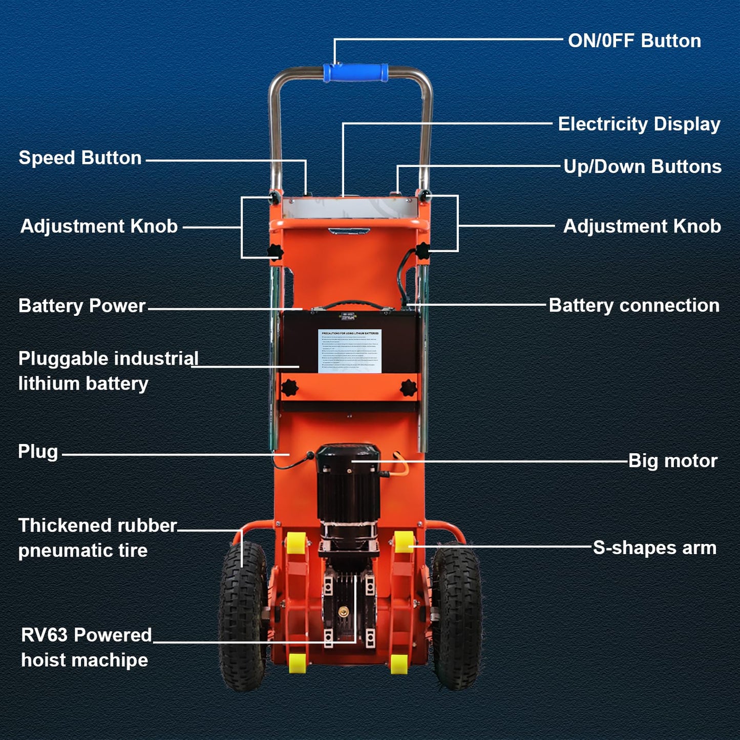 Electric Stair Climbing Dolly, Heavy Duty Cart 880lbs Capacity 1200W Motorized Hand Truck with Foldable Design for Moving Furniture Fridge Appliance(Orange)