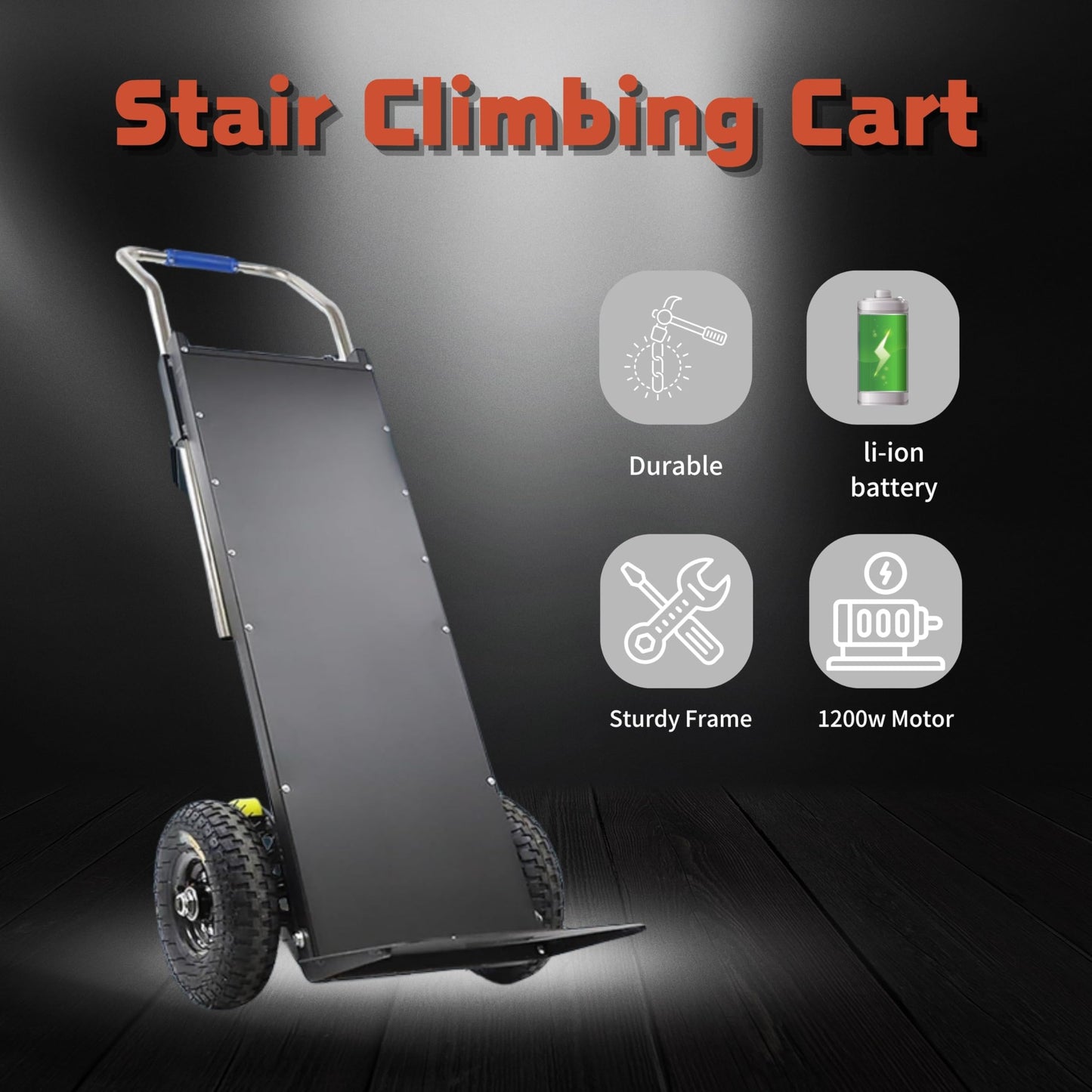 880lbs Stair Climbing Cart, 1200w Electric Stair Climbing Dolly, Stair Climbers for Grocery Warehouses, Appliance Dolly Heavy Duty (Black)