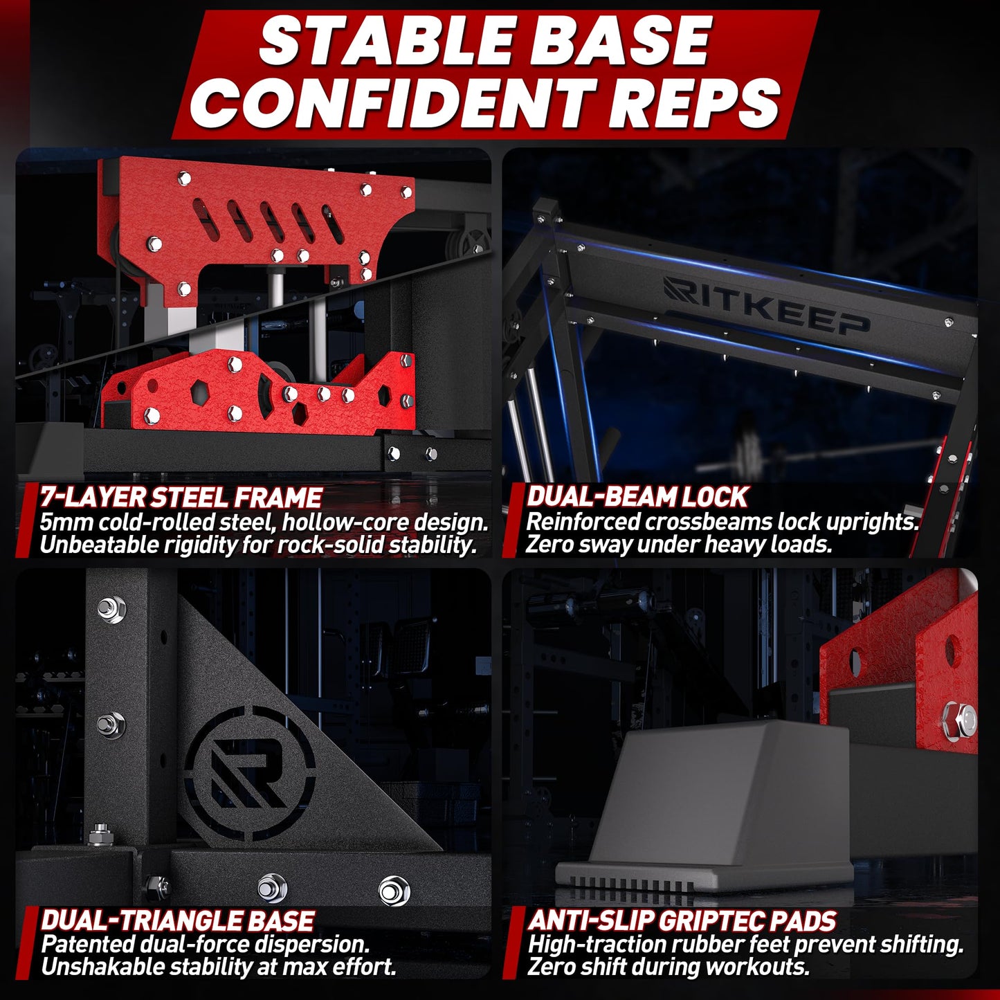 Home Gym Smith Machine with 400lb Weight Stacks – 6-in-1 Power Rack, Crossover, Pull-Up & Dip Station, Full Body Strength Training – RitKeep PMAX-5600 Pro (Black&Red(400LB)-2026 Version)