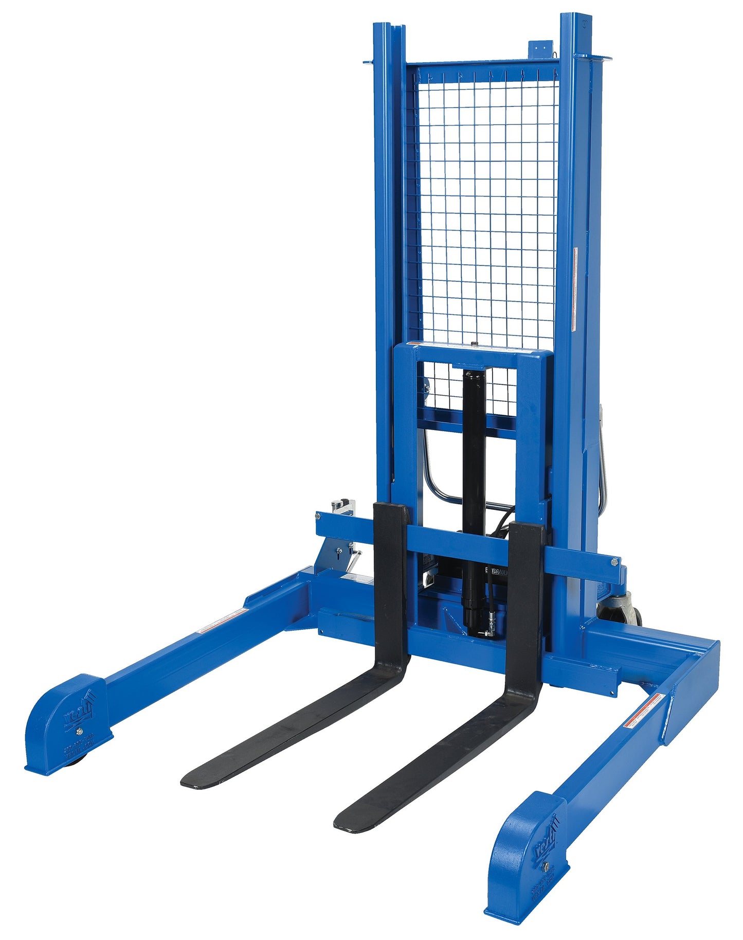 Vestil PMPS-50-AIR Steel Pallet Master/Server Stacker Reciprocating Air/Oil Powered 50 In. Raised Height 4,000 Lb. Capacity Blue