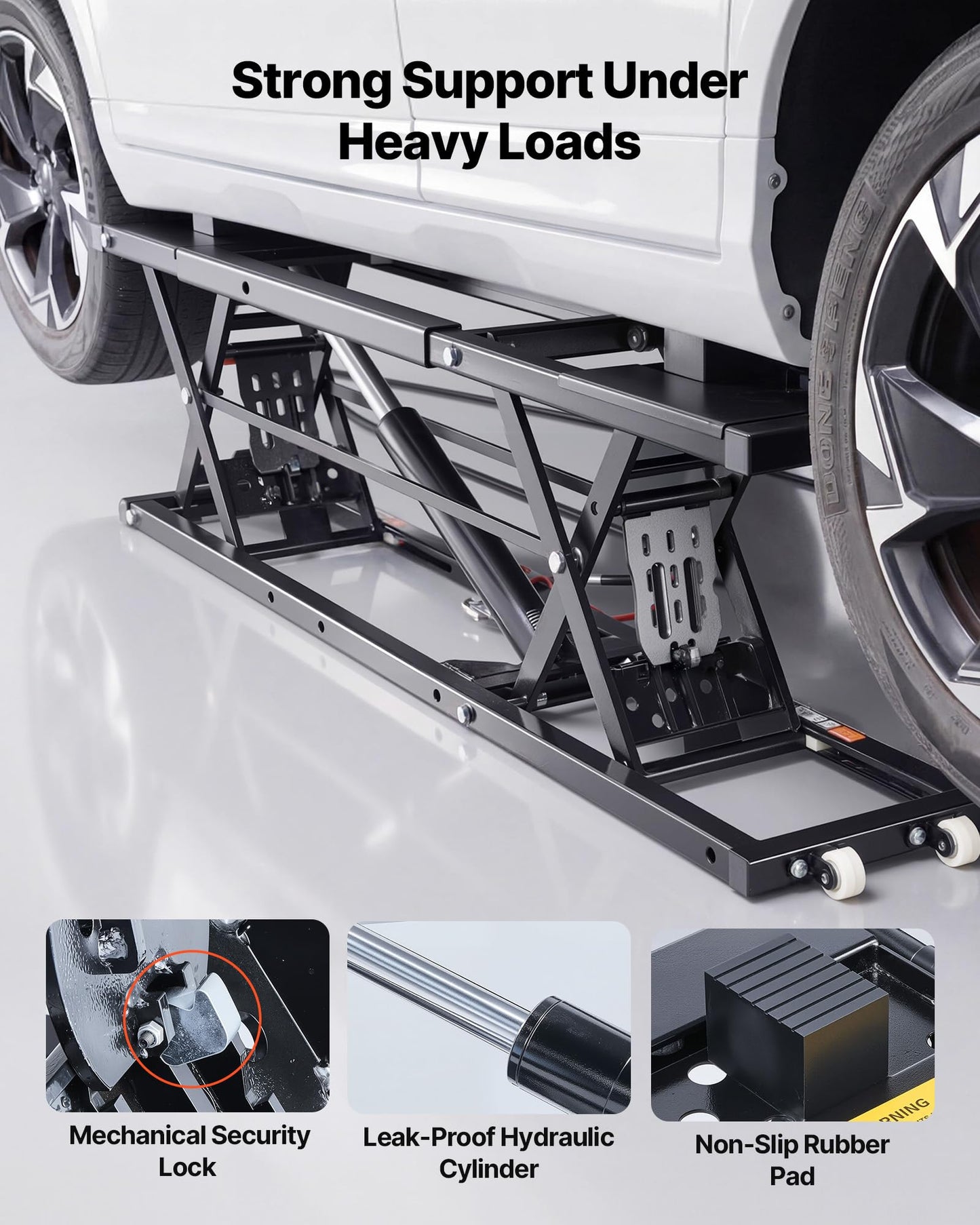 VEVOR Portable Car Lift, 9000 lbs Capacity, Heavy Duty Steel Truck Lift with 28" Max Height, 120V Power Unit, Wheels, 4 Rubber Pads & 4 Lifting Columns for Cars, SUVs, Trucks, Home Garage or Shop Use