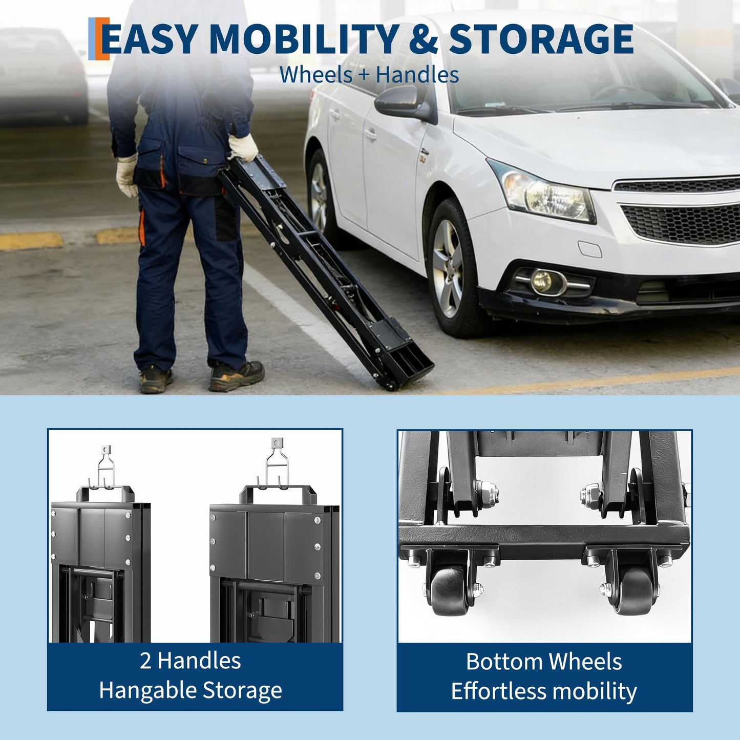 Garvee 5000 LBS Portable Car Lift, Heavy Duty Quick Jack Car Lift for Home Garage, Adjustable Height 6.7 in-25.2 in, Quick Jack with Extension Plates & Locks Levers & Wheels, Fits Trucks, SUVs, Sedans