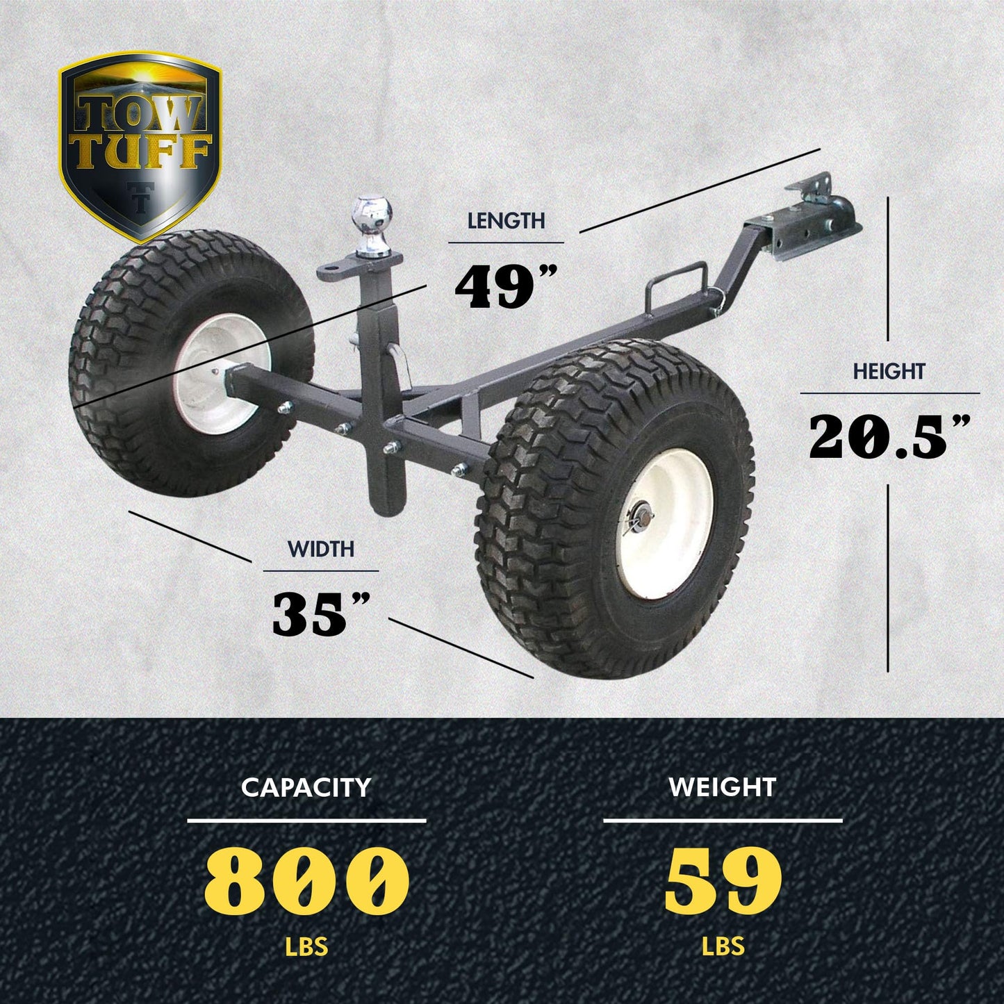 Tow Tuff Heavy Duty 4 Wheeler Weight Distributing Adjustable Trailer Moving Dolly 800 Pound Load Capacity for ATV and UTV, Silver