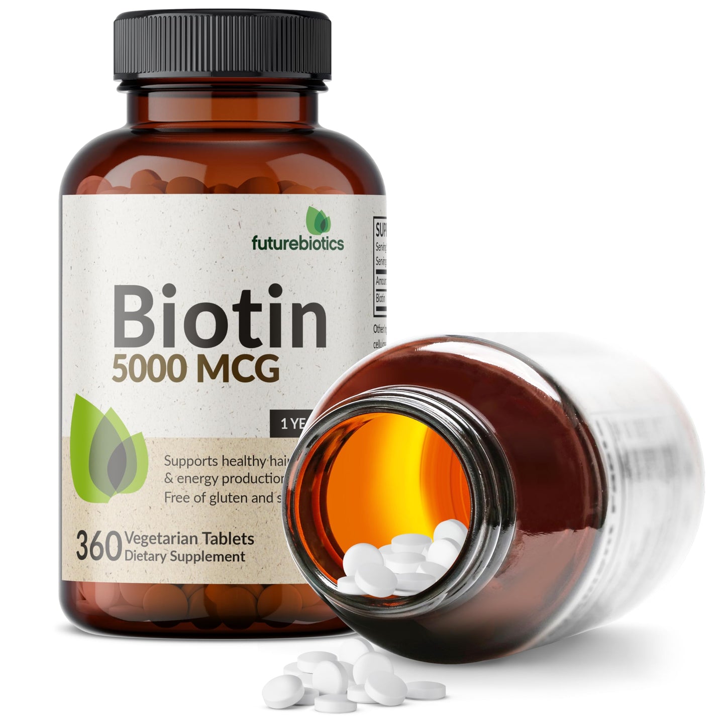 Futurebiotics Biotin 5000 MCG Supports Healthy Hair, Skin, Nails & Energy Production Non-GMO, 360 Vegetarian Tablets
