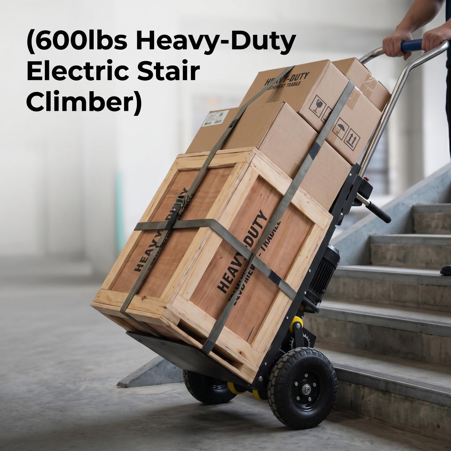 Large Load Capacity Electric Stair Climbing Cart, Electric Stair Climbing Machine for Construction, Large Load Capacity Electric Stair Climbing Cart with 600Lbs Load Capacity