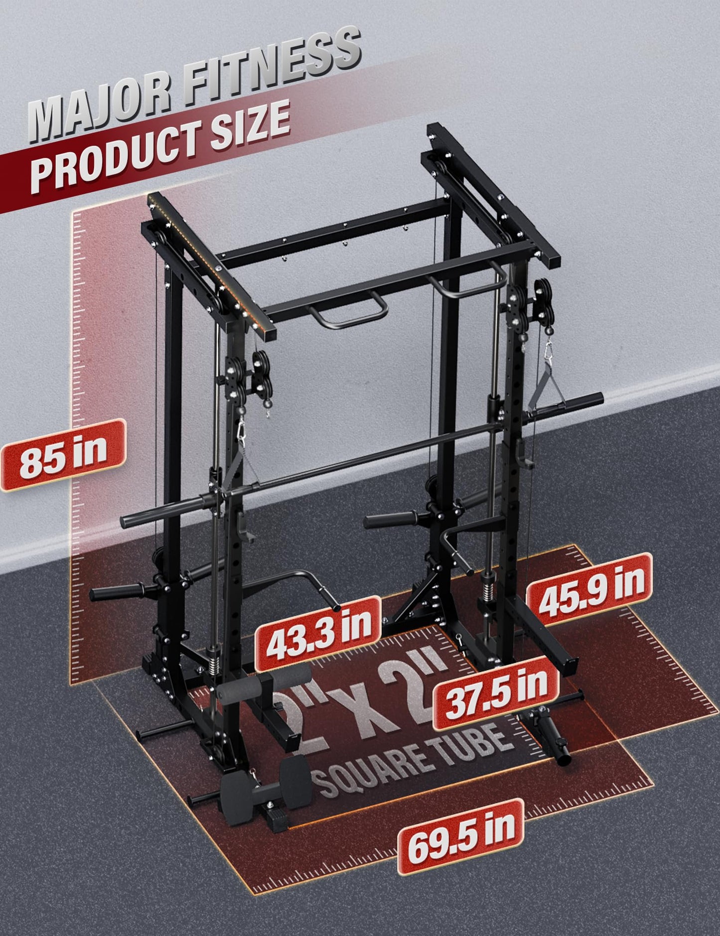 Major Fitness Drone3 Smith Machine, All-in-One Home Gym Squat Rack with Cable Crossover & Pull-Up Station, Heavy-Duty Strength Training (D3SMS-BK (with Bench Elite BLK & 230LB CLR BP)