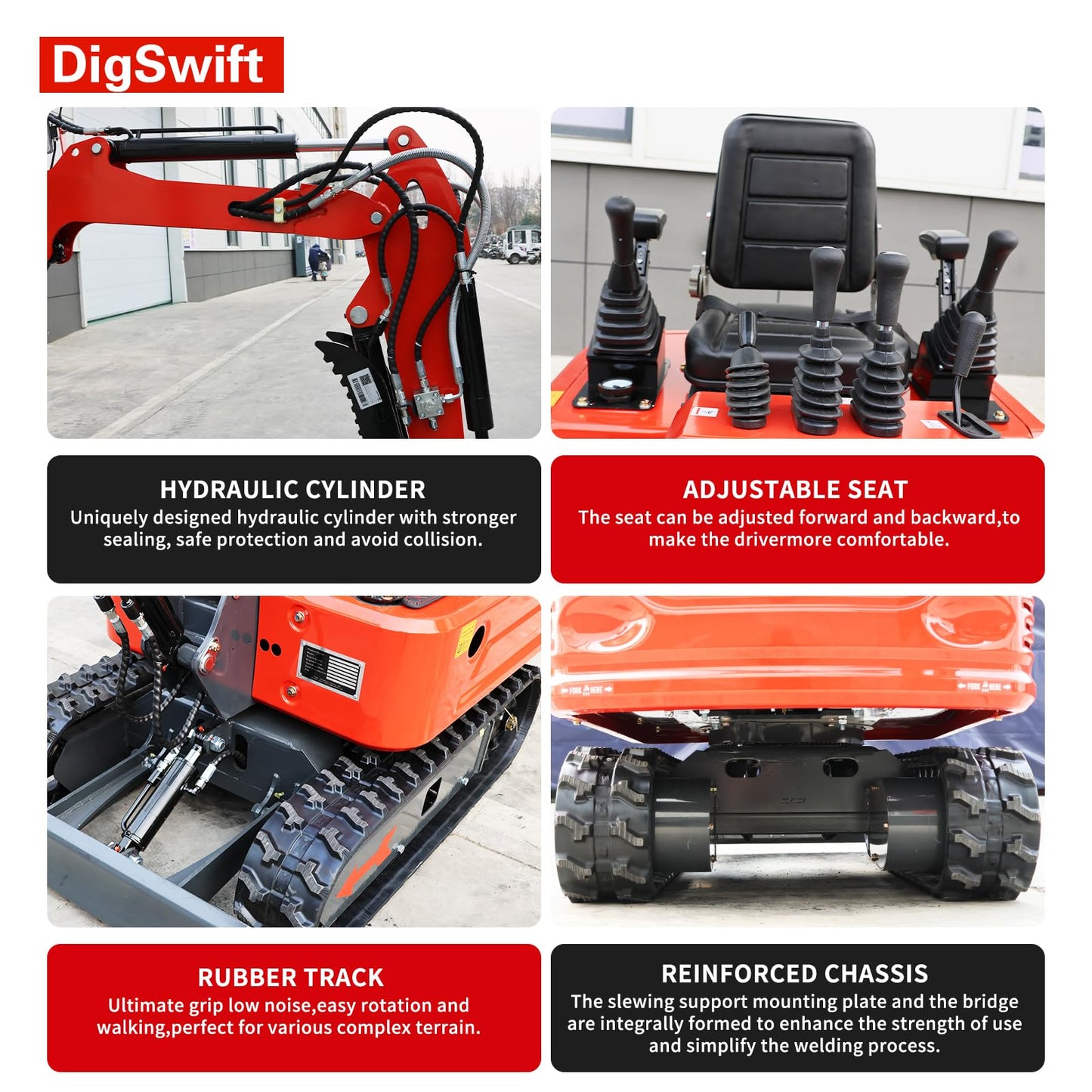 Customized 1-4 Tons KubotaEnigne Diesel Mini Excavator, w/Pilot System, Full Hydraulic System, Water Cooling, Hydraulic Thumb Clamp, Bucket, Work for Any Occasions, US in Stock