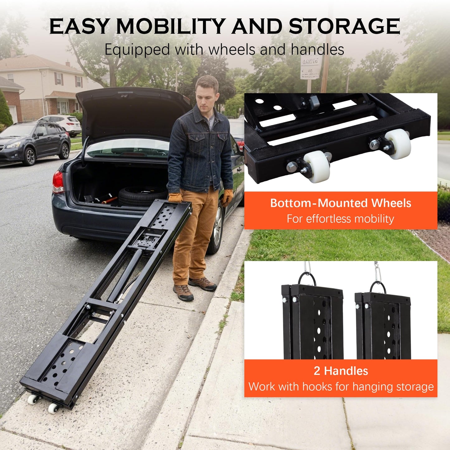 Portable Car Lift 7,000 LBS Capacity – 26.8" Max Lifting Height Heavy‑Duty Quick Jack with Mechanical Safety Locks, Adjustable Columns, Wheels & 120V Power Unit for Cars, SUVs, Trucks