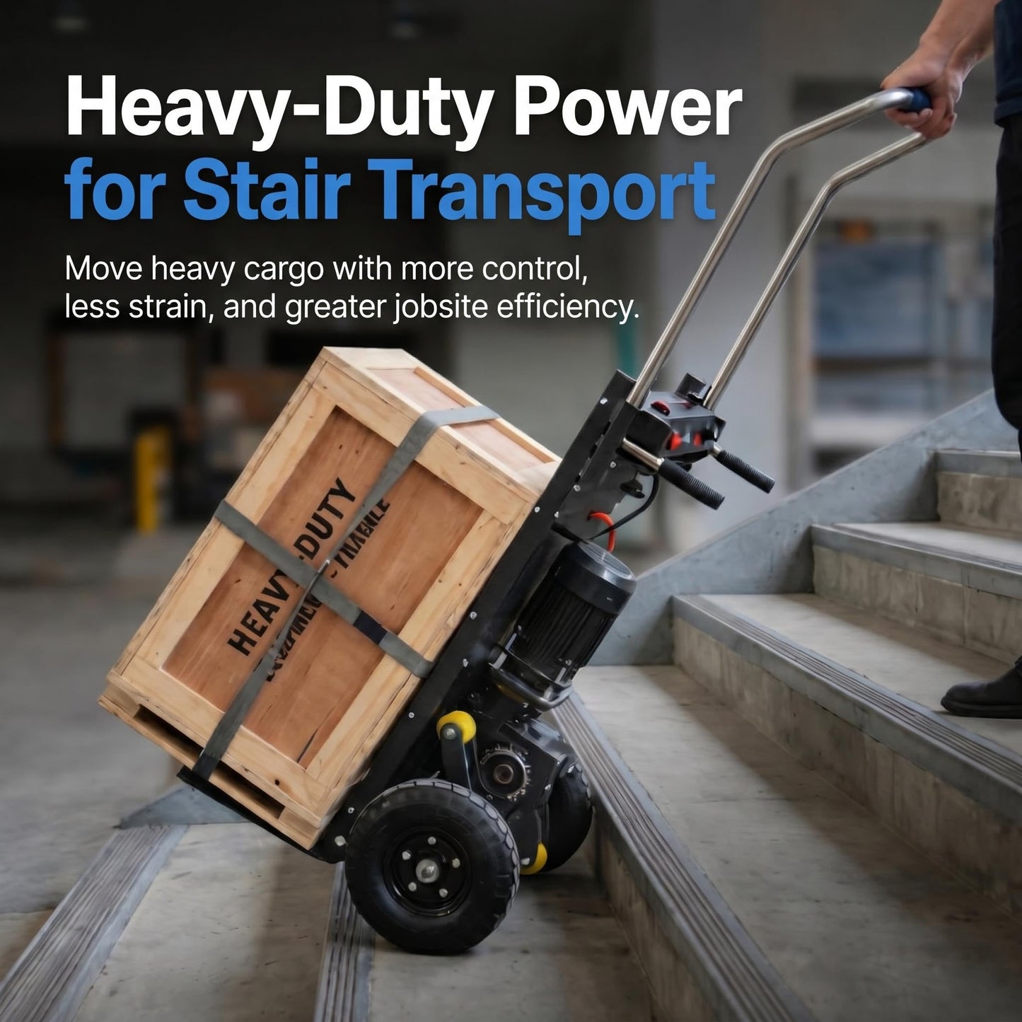 Large Load Capacity Electric Stair Climbing Cart, Electric Stair Climbing Machine for Construction, Large Load Capacity Electric Stair Climbing Cart with 600lbs Load Capacity