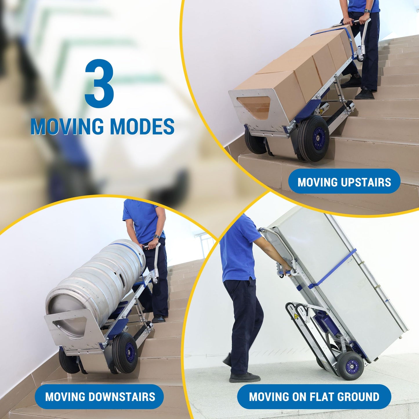 XSTO CT150PB Crawler Electric Stair Climber Dolly, 400W Motor Trolley 330 Lb Capacity Stair Climbing Hand Truck Cart Lithium-ion Battery Powered Stair Climbing Hand Truck with Caterpillar Track Drive