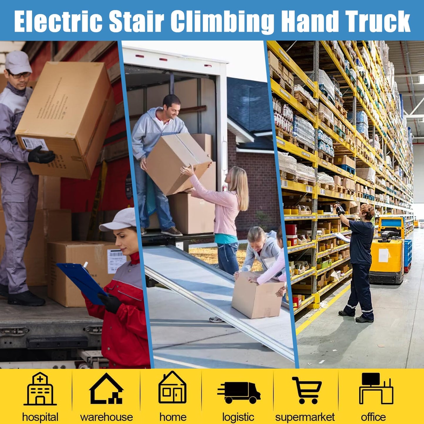 RXFSP 661LBS Load Capacity Hand Trucks Heavy Duty, 500W Hand Cart Dolly Electric Stair Climbing Hand Trucks with Rubber Tracks