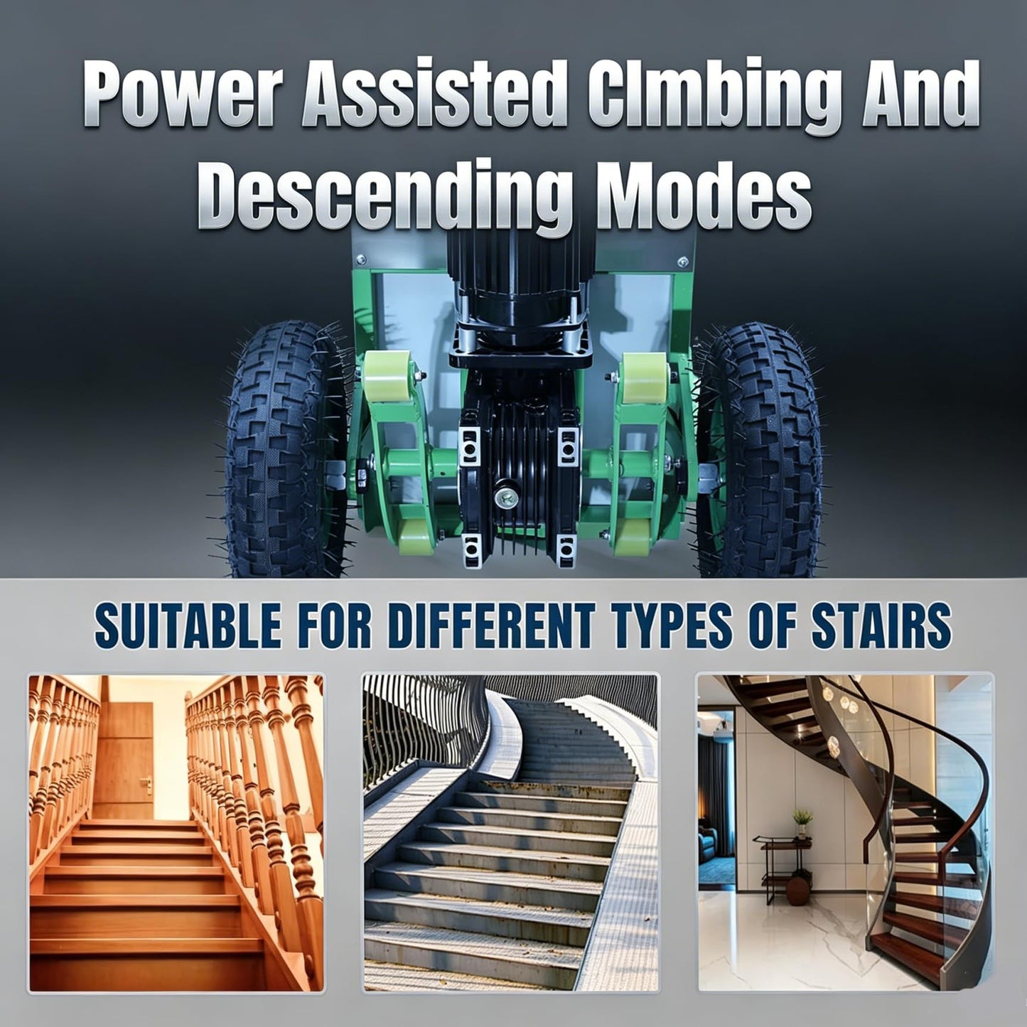 Heavy Duty Electric Stair Climbing Dolly, 1600 lbs Capacity Motorized Hand Truck with 2200W Motor, Alloy Steel Stair Climber Cart for Moving Furniture, Construction, Warehouse and Industrial
