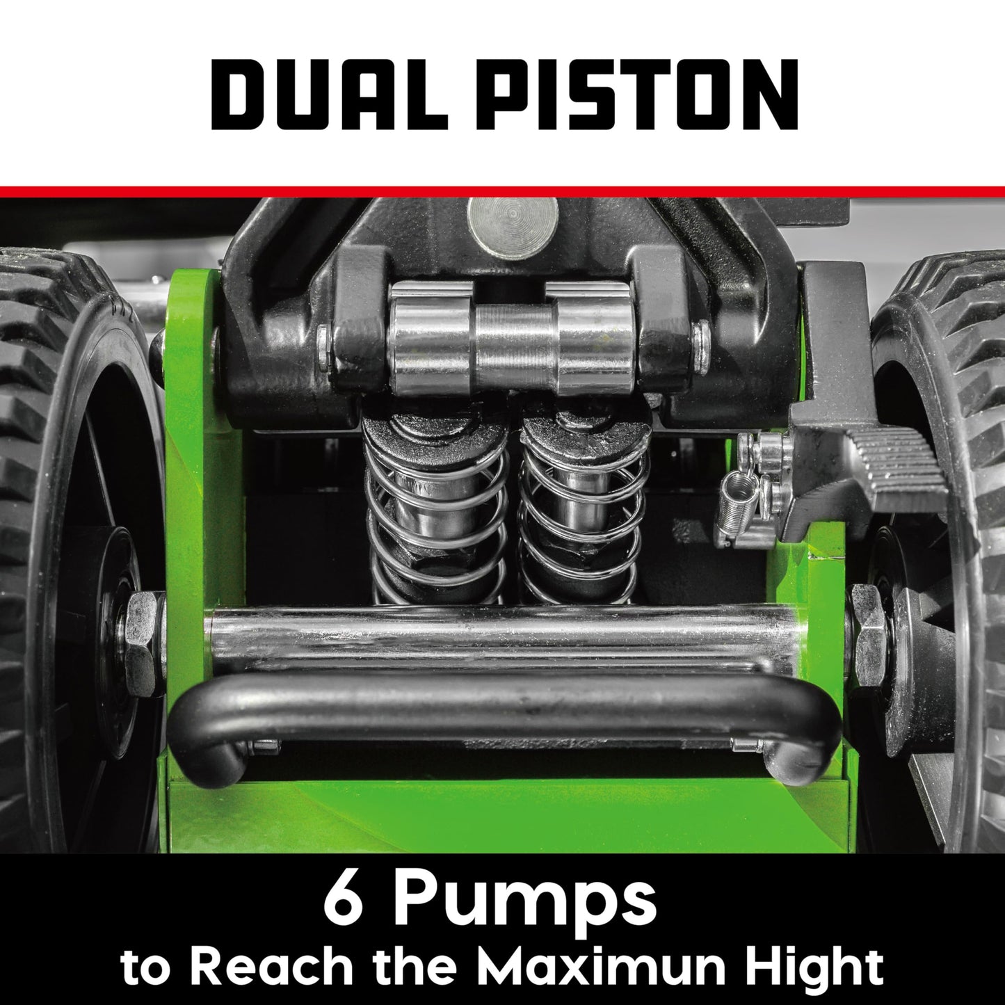 Powerbuilt 2.5 Ton Big Wheel Off Road Jack, Vehicle Lift for Trucks, SUVs, ATVs Offroad Vehicles, Oversized Wheels for Rugged Terrain, 5000 LB Capacity, Green 620624ECE