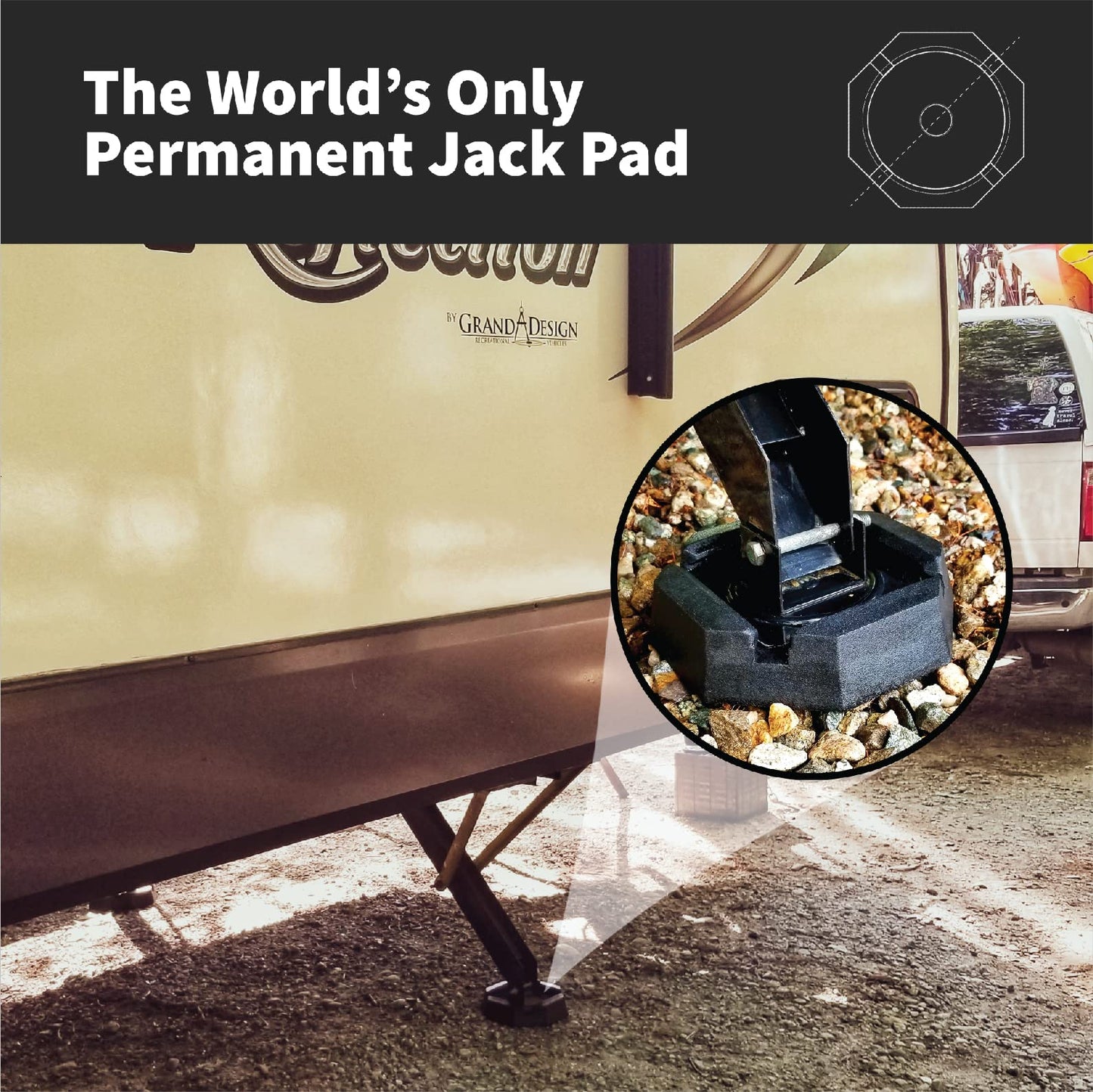 SnapPad Xtra RV Leveling Pads - Permanent Jack Stabilizers for RVs - 6" Square Leveling Jack Pads for LCI Leveling System - Heavy Duty Replacement for Blocks - Made in The USA (Square 6 4-Pack)