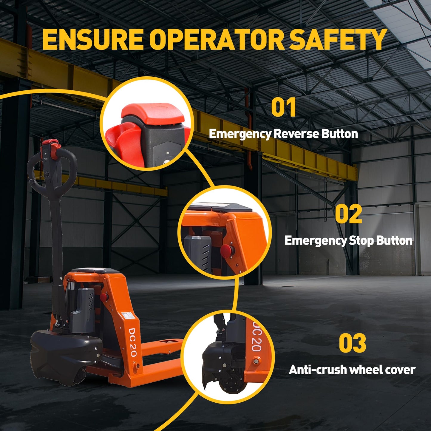 Electric Pallet Jack Truck, 4400 lbs Capacity Motorized Pallet Lift Trucks，48” L × 27” W Fork Size,Lithium Battery Powered Pallet Truck, 6-Hour Runtime, for Warehouse Material Handling