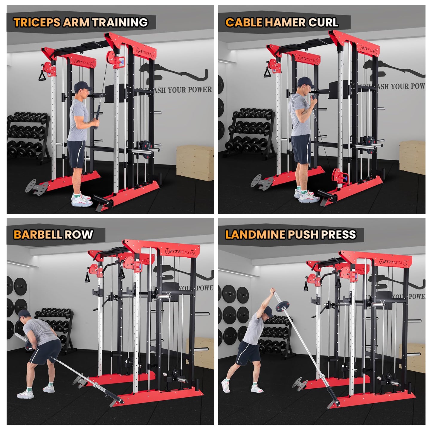 Power Cage Smith Machine, Power Cage Light Commercial Grade SuperiSquat Rack for Home Gym Equipment