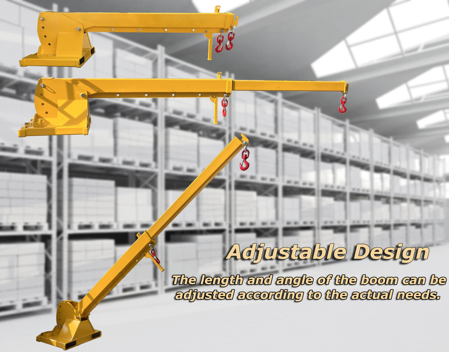 INTSUPERMAI Forklift Jib Boom Crane with Adjustable Tilt Angle 3 Ton / 6600 LB Forklift Mobile Crane Adjustable Forklift Crane Attachment with Truss Hoist Jib Boom Hook Max 12.14ft/3.7m Length