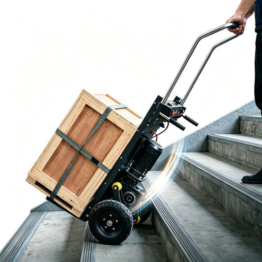 Electric Stair Climbing Hand Truck, 1600 lbs Load, Motorized Dolly 2500W Powered Folding Hand Truck with Telescopic Handle & Solid Wheels for Warehouse, Logistics & Home Use (Black)