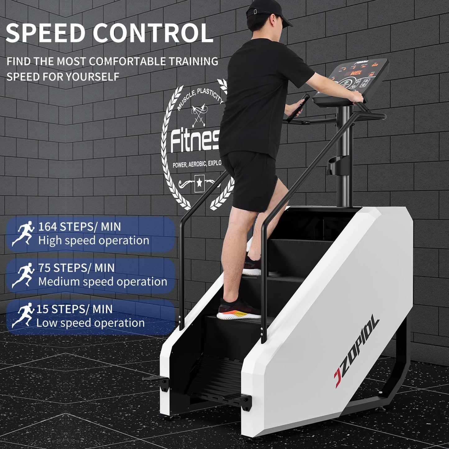 Stair Machine, Commercial Grade Stepmill Machine, Stair Stepper with LCD Screen, Cardio and Lower Body Workouts, 450LBS, 15-164 Steps/Minute, White