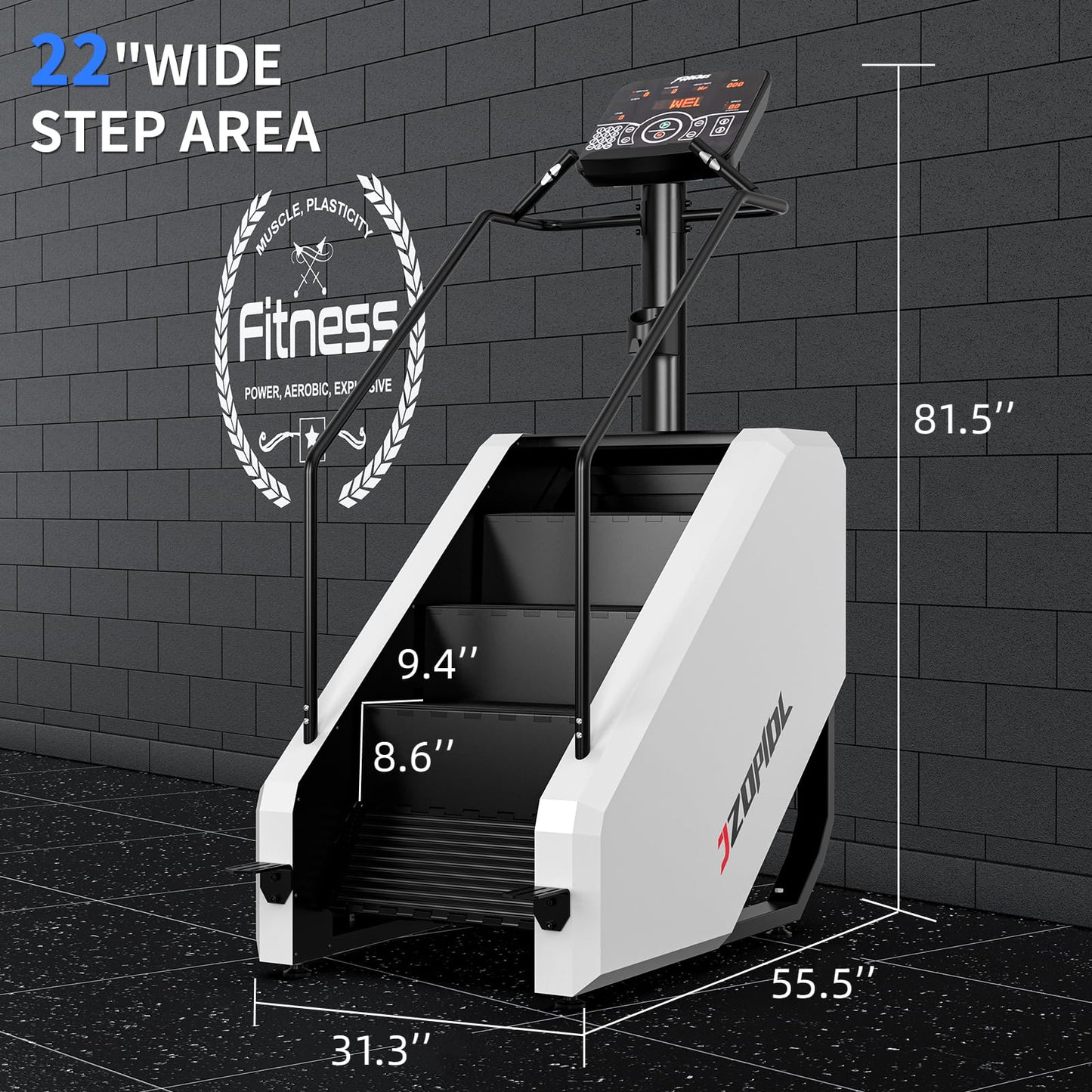 Stair Machine, Commercial Grade Stepmill Machine, Stair Stepper with LCD Screen, Cardio and Lower Body Workouts, 450LBS, 15-164 Steps/Minute, White