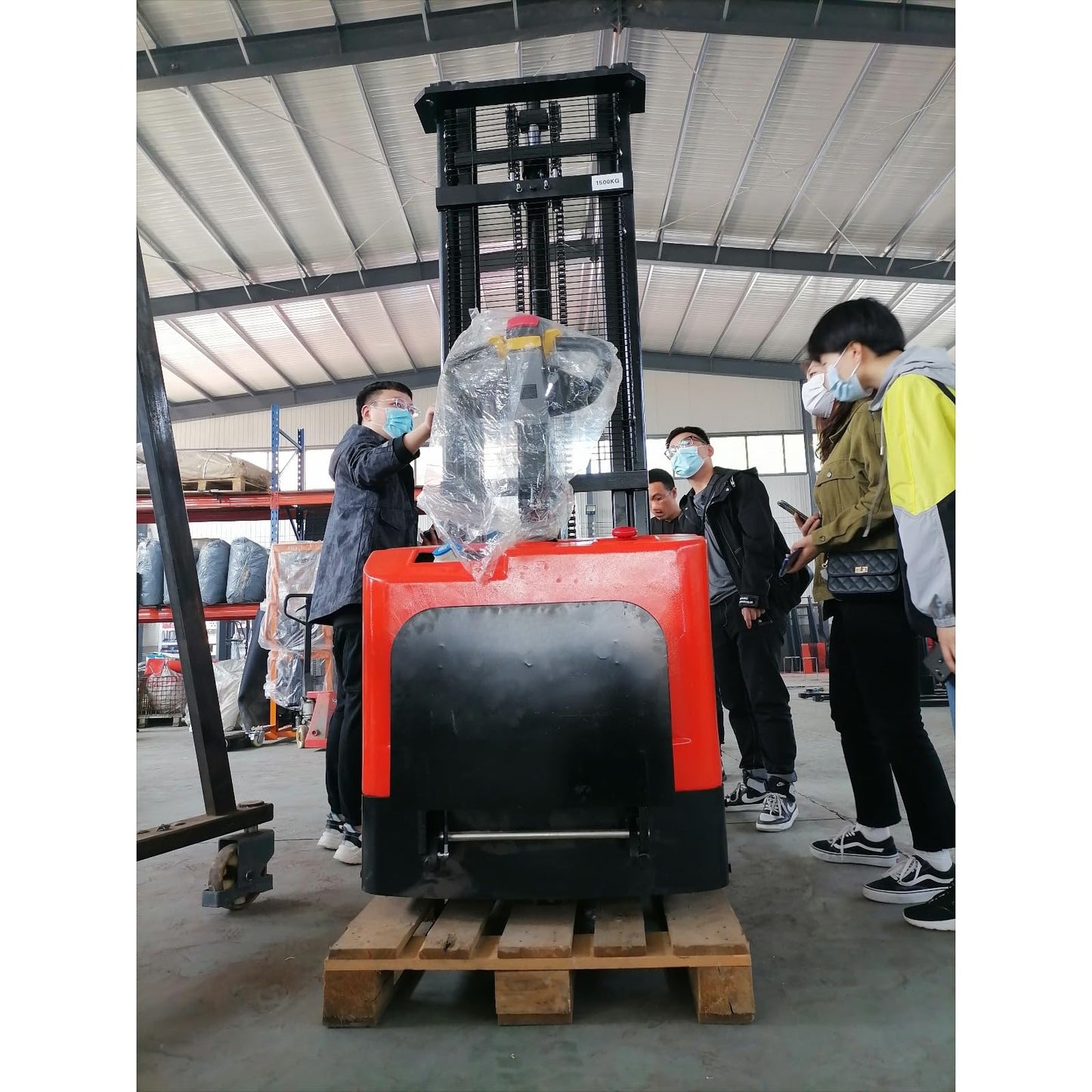Electric Stacking Lift Truck Equipment, Battery Powered Pallet Forklift Stacker, Walk Behind Hydraulic Lifting Machine, Warehouse Material Handling Equipment, Pallet Stacking System