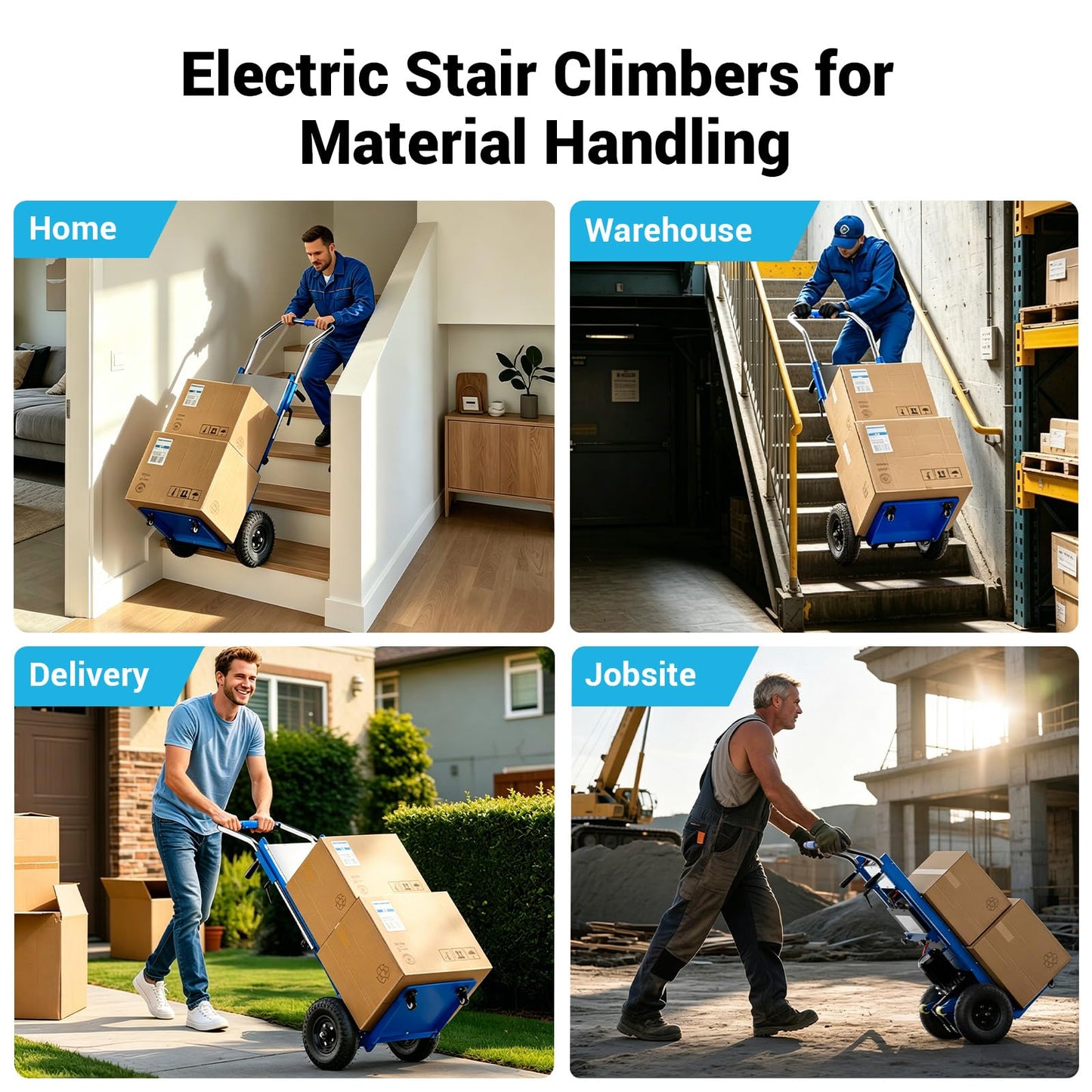 Electric Stair Climbing Dolly, Powered Hand Trucks 1300W Heavy Duty Stair Cart with Safety Rope for Furniture Logistics Warehouse