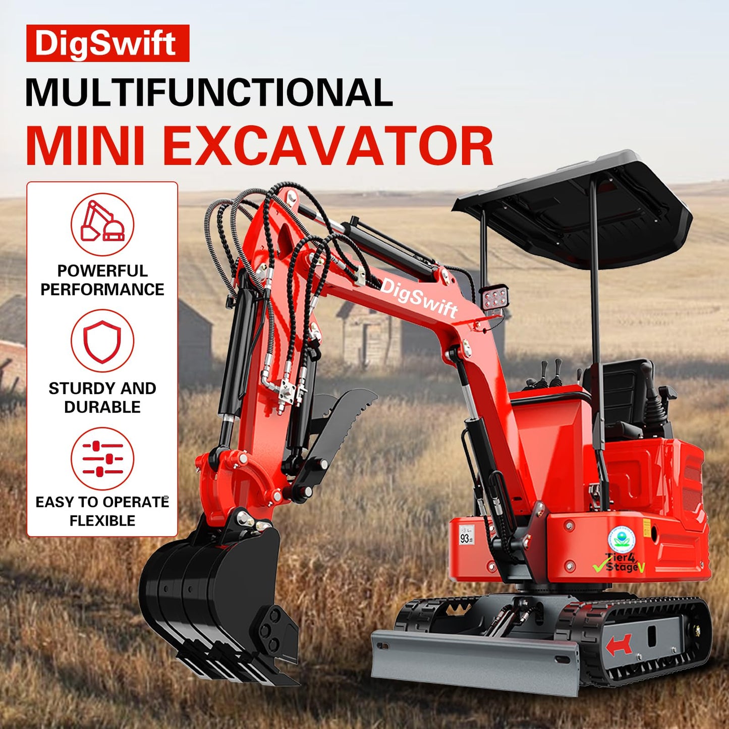 Customized 1-4 Tons KubotaEnigne Diesel Mini Excavator, w/Pilot System, Full Hydraulic System, Water Cooling, Hydraulic Thumb Clamp, Bucket, Work for Any Occasions, US in Stock