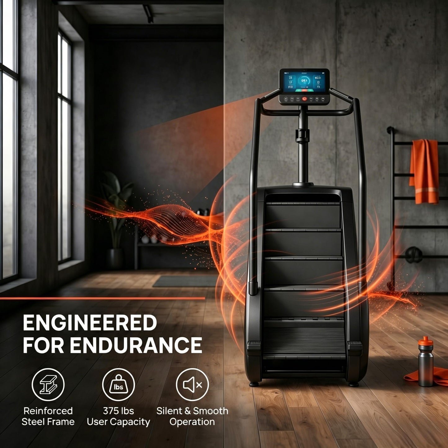 JEMEX Stair Stepper Machine, Heavy Duty Stair Climber with 15 Resistance Levels, Low Impact Cardio for Home Gym, Infrared Auto-Lock, LED or Standard Model, 375 lbs (Black, LED Display)