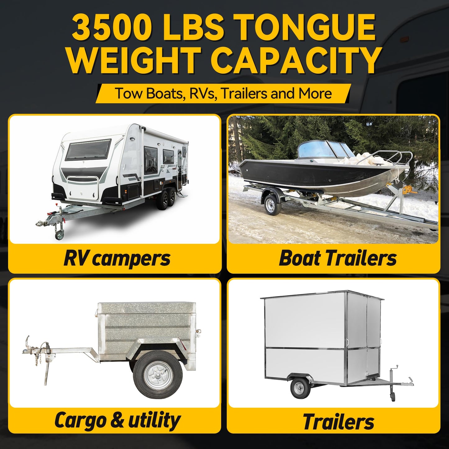 Trailer Mover Dolly 3,500 lb Tongue Weight Capacity for RV Boat Motorcycle Jetski 1-7/8 in Ball