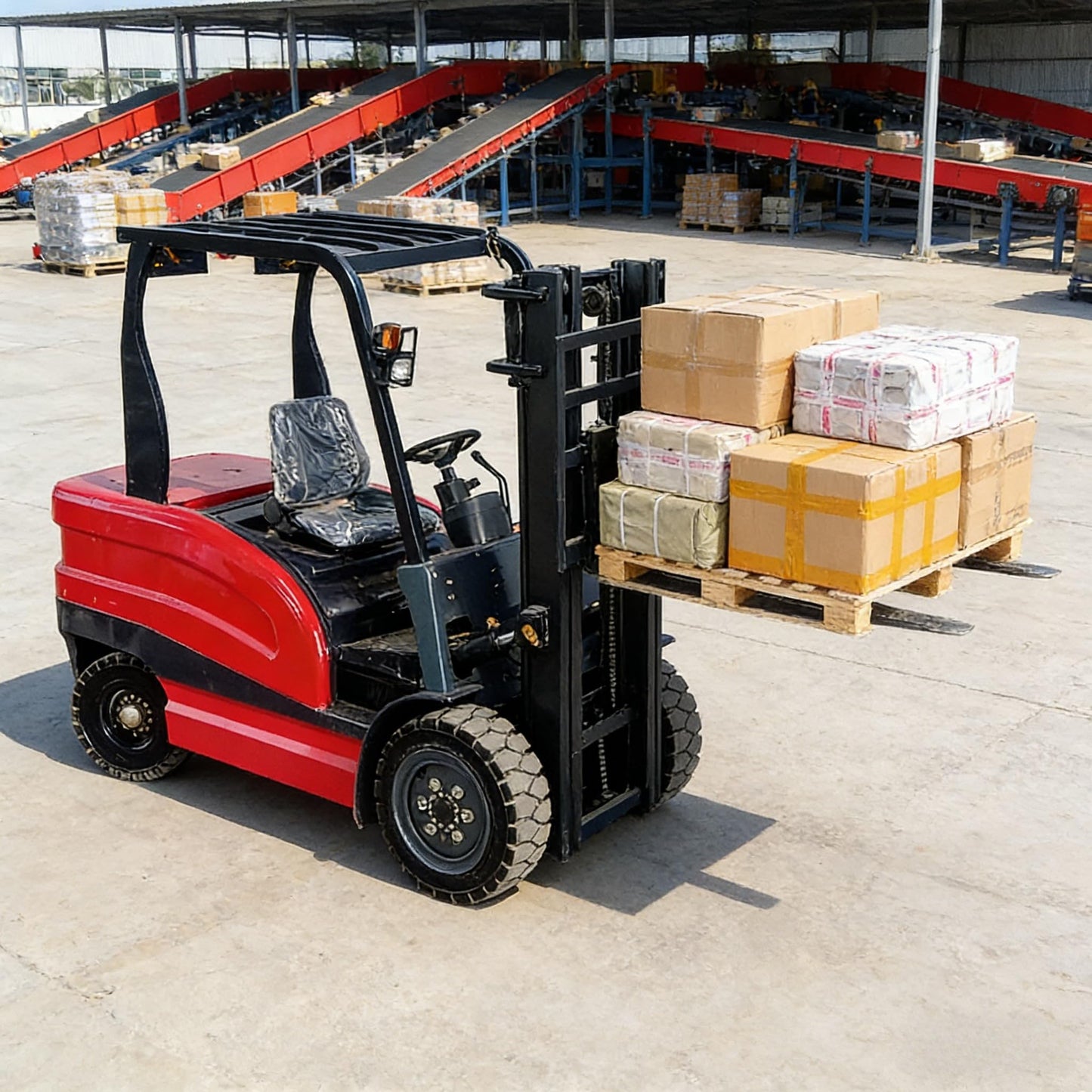 Multi-Directional Reach Truck, 5000lbs Lithium Ion Electric Forklift, Counterbalance Lift Truck, Industrial Material Handling Equipment, Warehouse Stacker Machine
