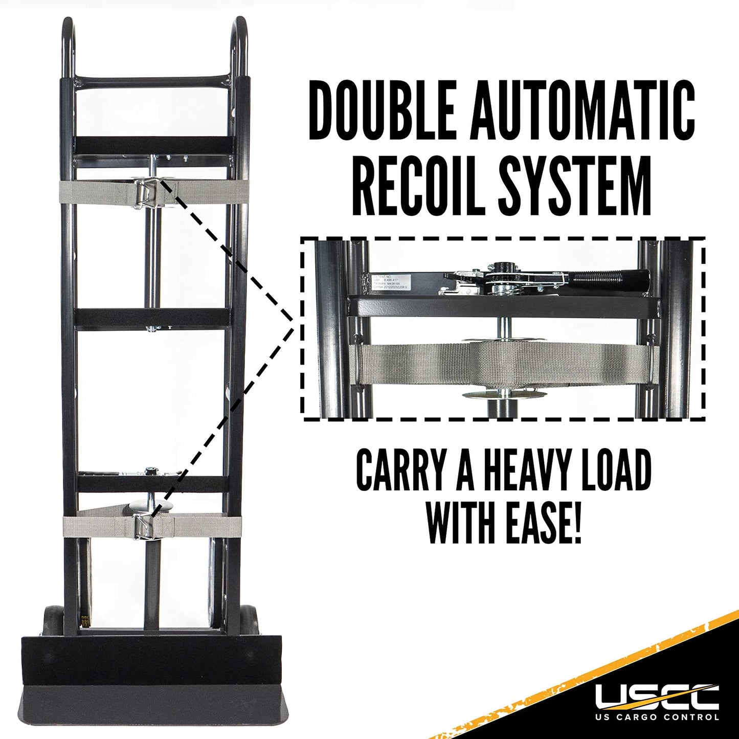 US Cargo Control Appliance Trucks (16-Pack) - Industrial Steel Appliance Hand Truck, 1,200 LBS. Capacity, with Double Auto Recoil Strap Systems & Stair Climbers - Heavy Duty Appliance Dolly