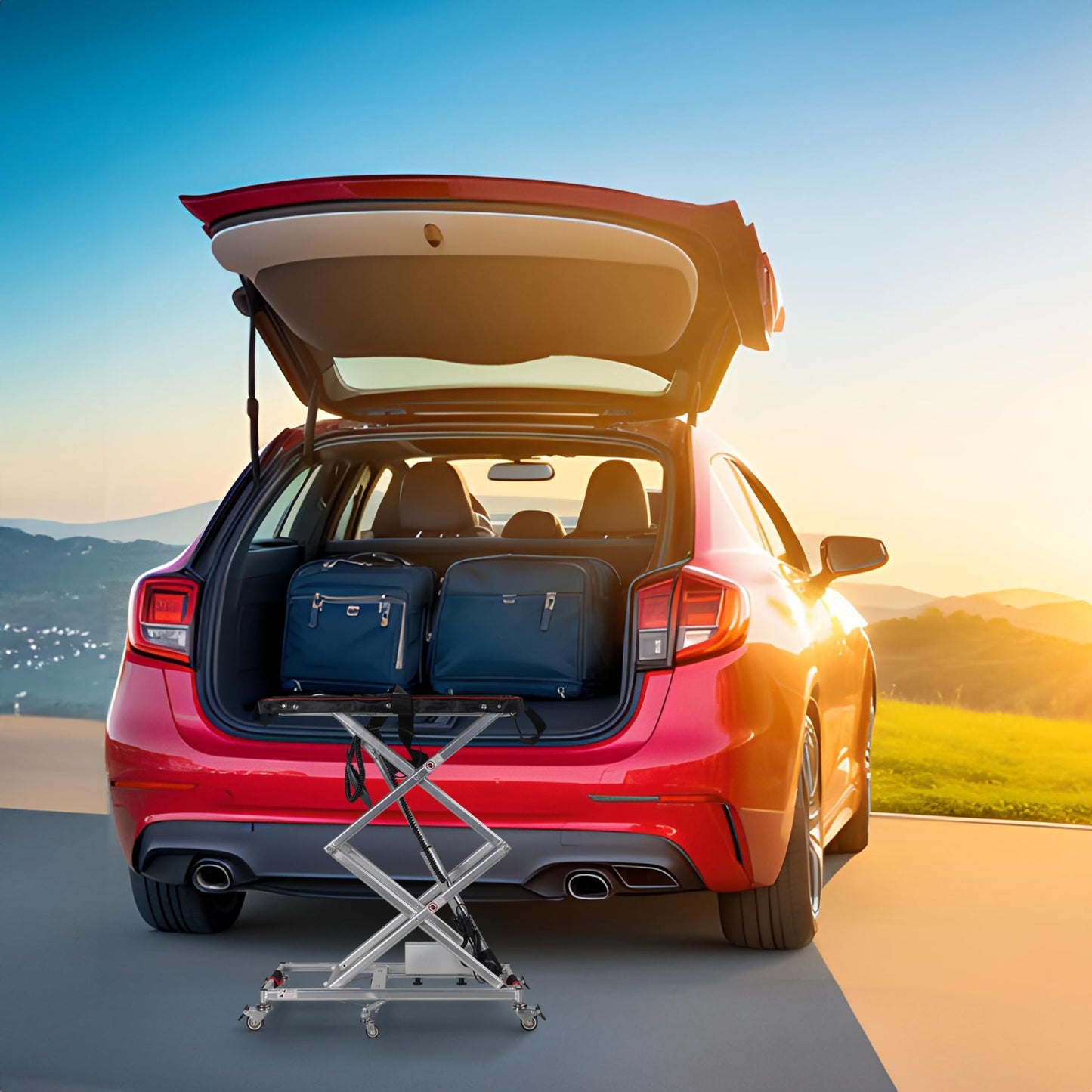 Culver Portable Lift for Electric Wheelchairs, Lightweight and Foldable Electric Chair Lift, Wheelchair Lift for Car, Motorized Wheelchair Scissor Lift, only 25Lbs, 4000N Motor Power, Lifts 110Lbs