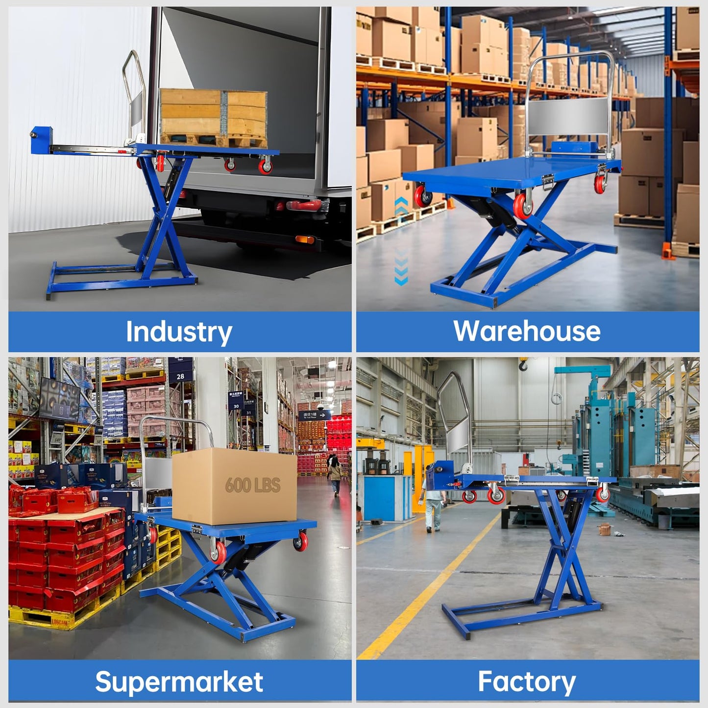 RXFSP Electric Lifting Platform Truck, Material Lift Pallet Truck, 600lbs Capacity 43" Lifting Height Lift Table Cart, Scissor Cart for Material Handling, Effortlessly Enter and Out