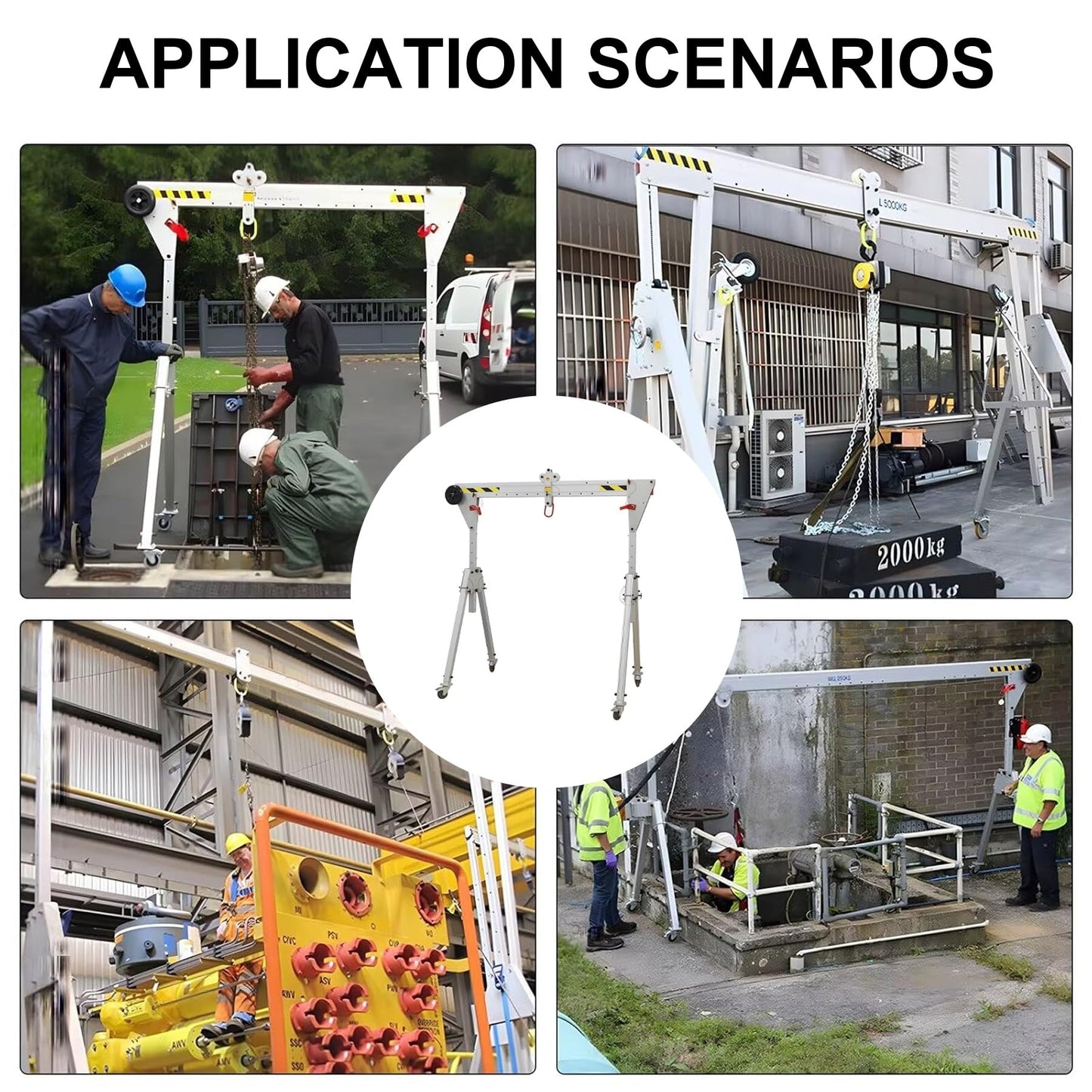 250~1000KG/550~2200LBS Load Lightweight Aluminum Alloy Gantry,Portable Folding Assembly Gantry Crane(1000kg/2200lb)