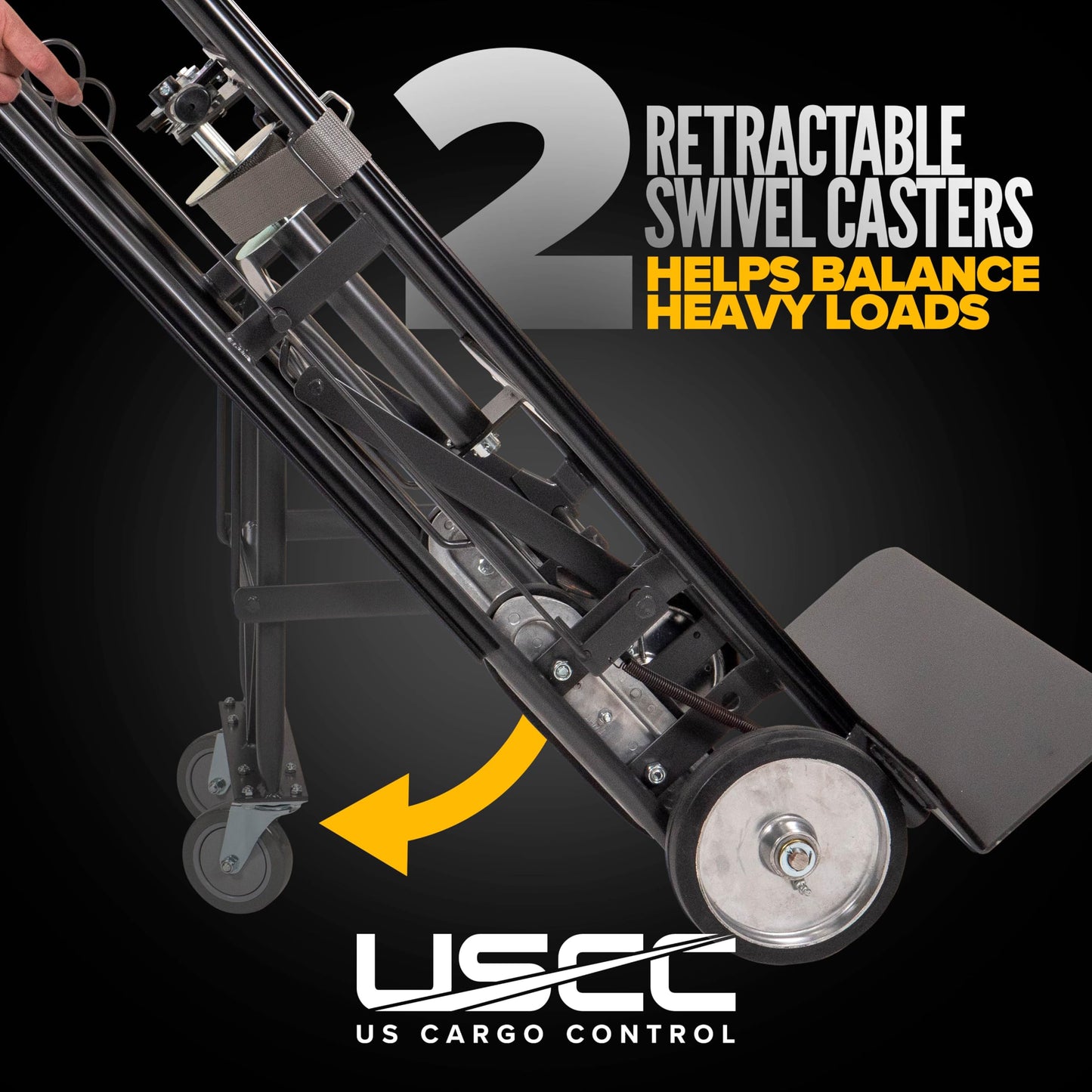US Cargo Control Appliance Dolly with Stair Climber & Kickback Wheels (12-Pack), 1,200 LBS Capacity, Industrial Appliance Hand Truck with Single Auto Recoil Strap System, Heavy Duty Steel Hand Truck