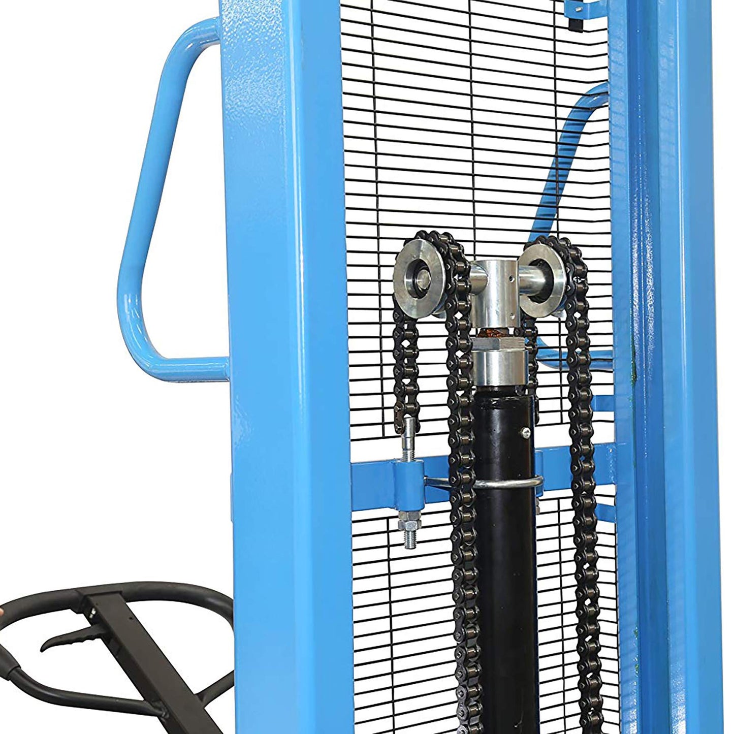 DAZONE Manual Forklifts & Pallet Stackers, Hand Pump Operated Lift Trucks Easy Lifting of Lighter Loads 2200LBs in Small Warehouses/Light Industrial Environments MAX 63" Lift Height