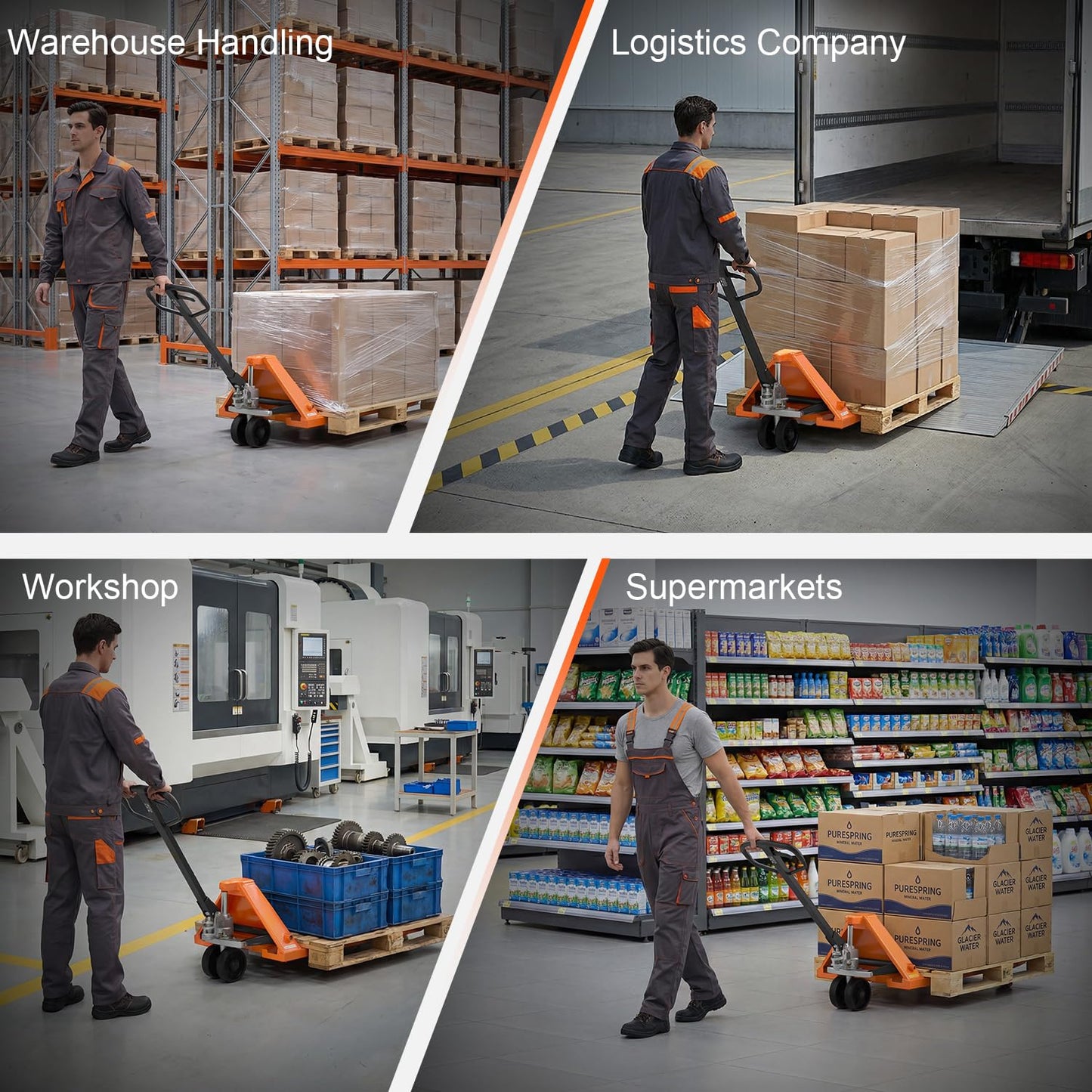 Tory Carrier Manual Pallet Jack 6600 Lb. Capacity, Pallet Truck 48 L × 27 W Fork Size Standard Duty Hand Trucks