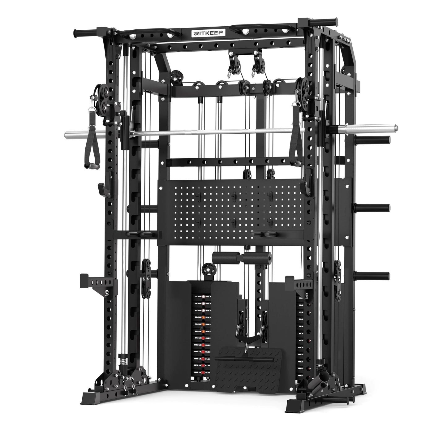 RitKeep Anvil S1 Multi-Function Smith Machine Power Rack with Dual-Drive Pulley, 320 LB Weight Stacks, 2500 LB Capacity, 10+ Equipment for Strength Training (Pro, Machine Only)