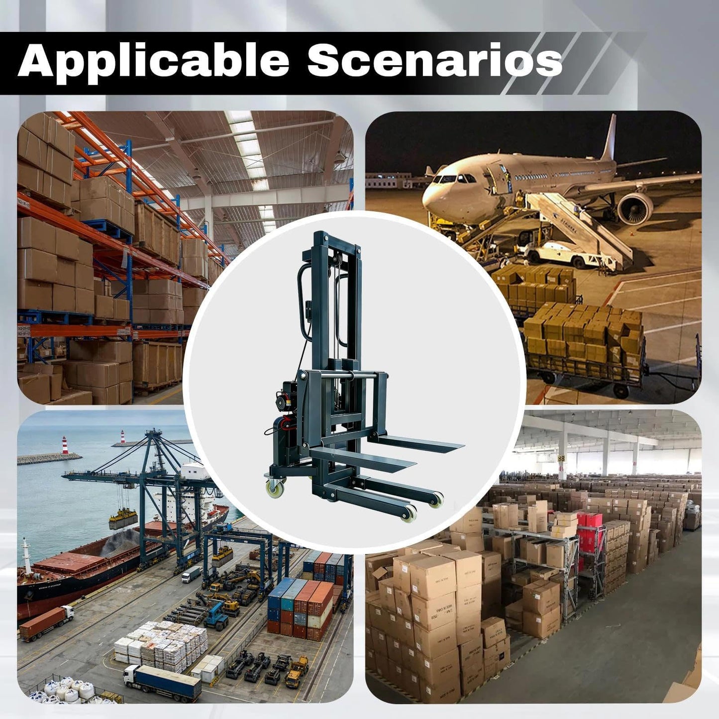 Electric Pallet Stacker Lift, 661 lbs Capacity, 63 Inch Lift Height, Material Lifts Truck with Electric Forks for Warehouse, Factory, Logistics(1.6 m)