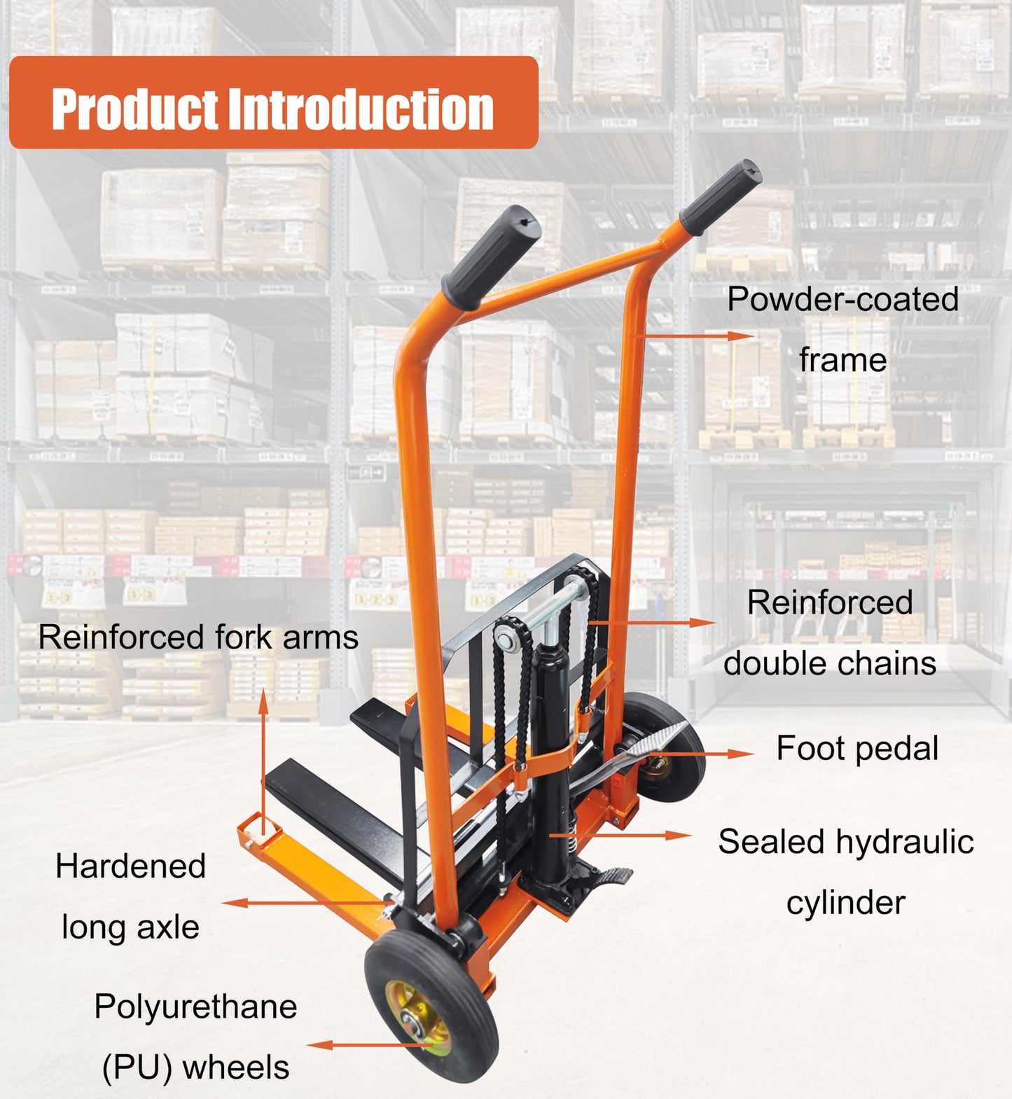 INTSUPERMAI Manual Stacker Hand Pallet Truck - 400lb Lifting Capacity, 35.4" Lift Height, Hydraulic Forklift for Warehouse, Factory, Supermarket & Exhibition Halls