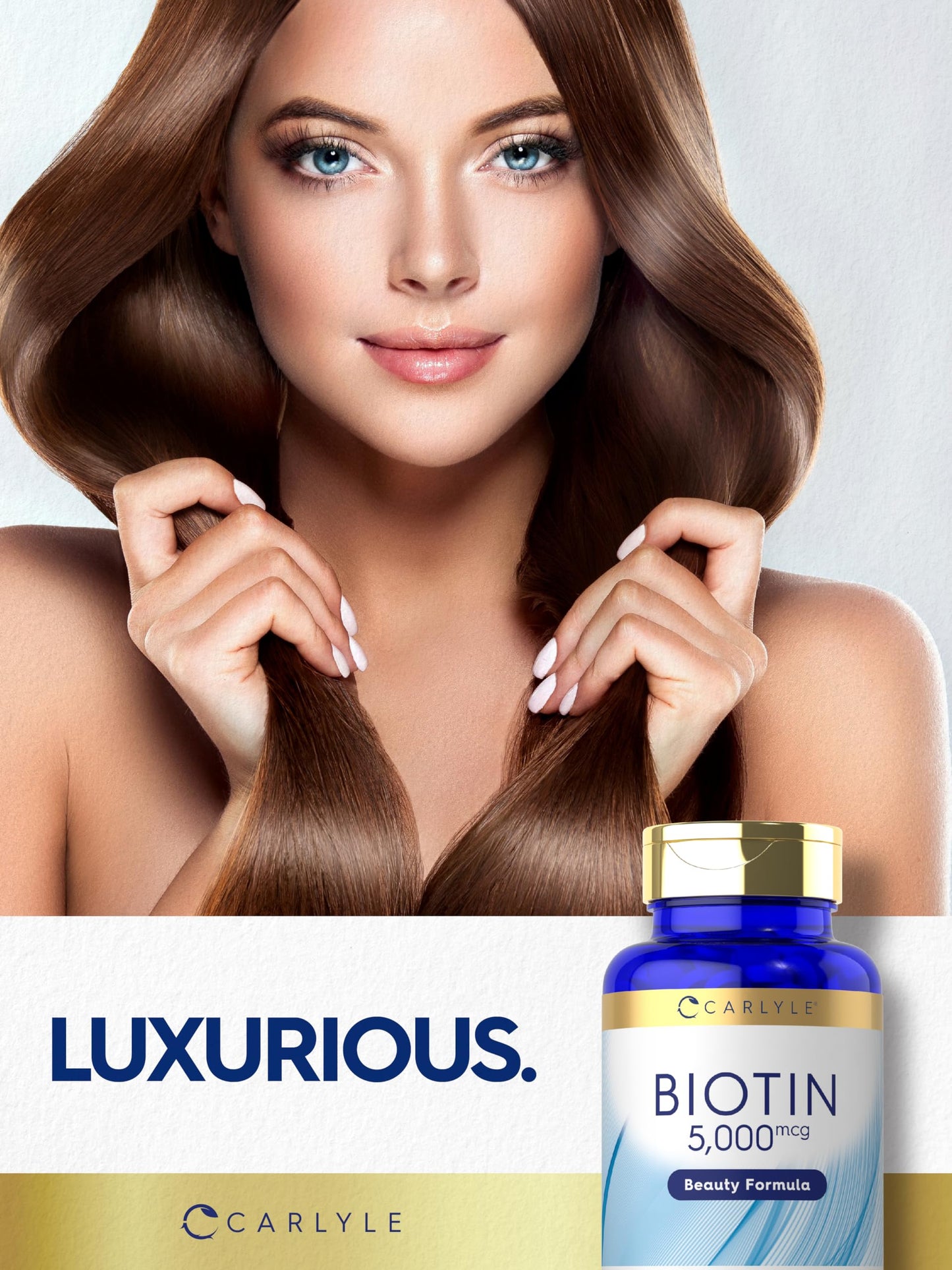 Carlyle Biotin 5000mcg | 360 Vegetarian Tablets | Beauty Formula Supplement for Hair, Skin, and Nails | Non-GMO, Gluten Free