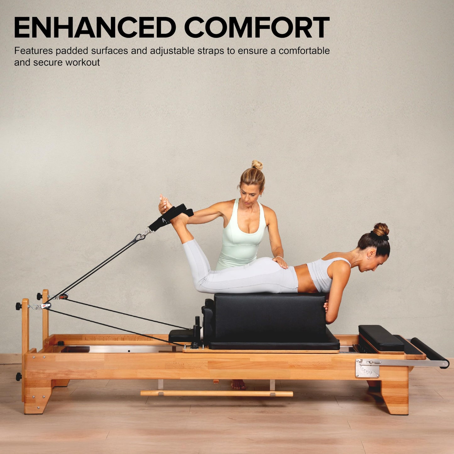 Pilates Reformer Machine with Sitting Box & Jumpboard – Adjustable Resistance, Durable Black PVC Upholstery – Ideal for Home or Studio Workouts | (Summer Sale)